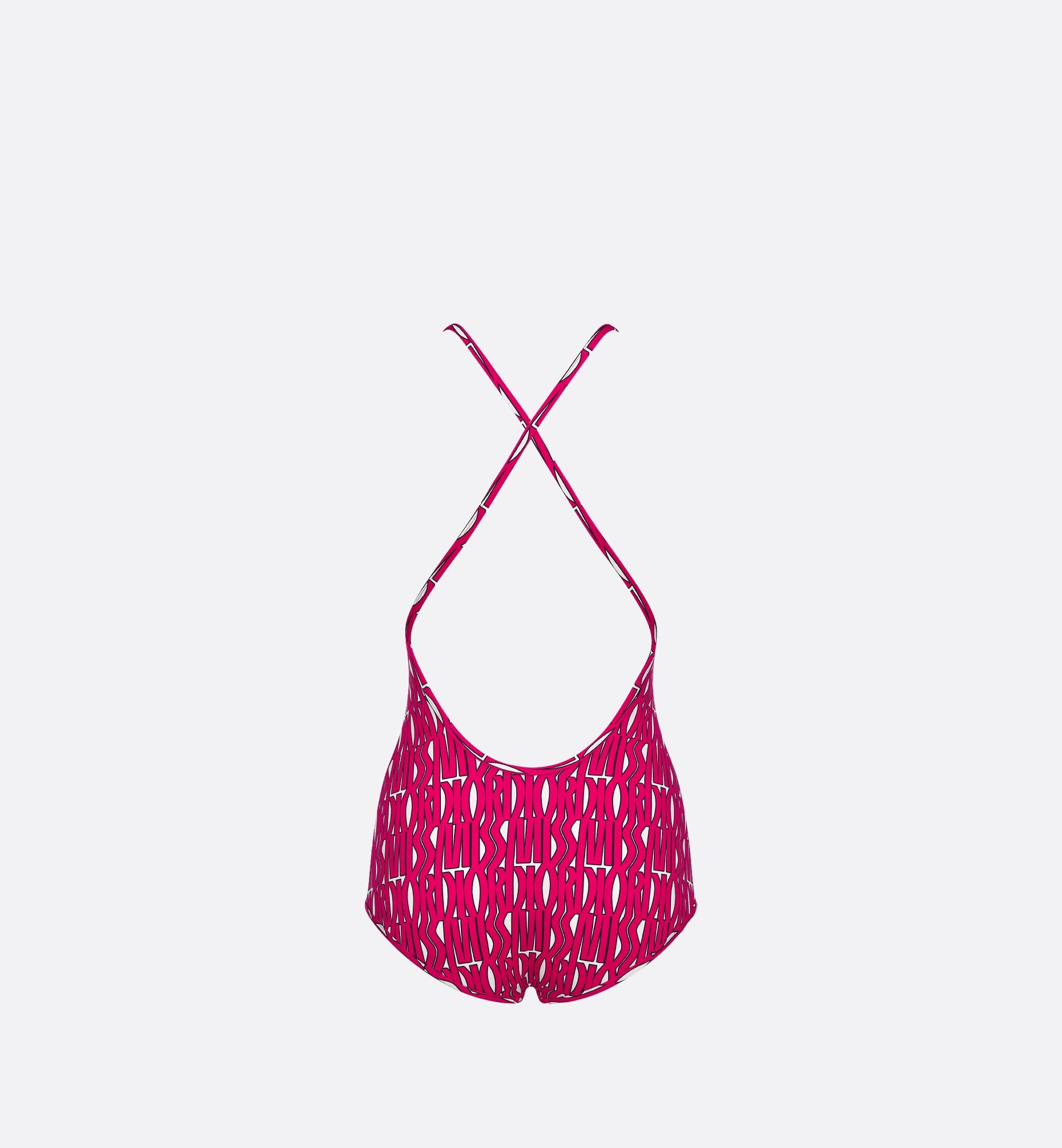 One-Piece Swimsuit White Technical Fabric With Fuchsia Miss Dior Allover Motif