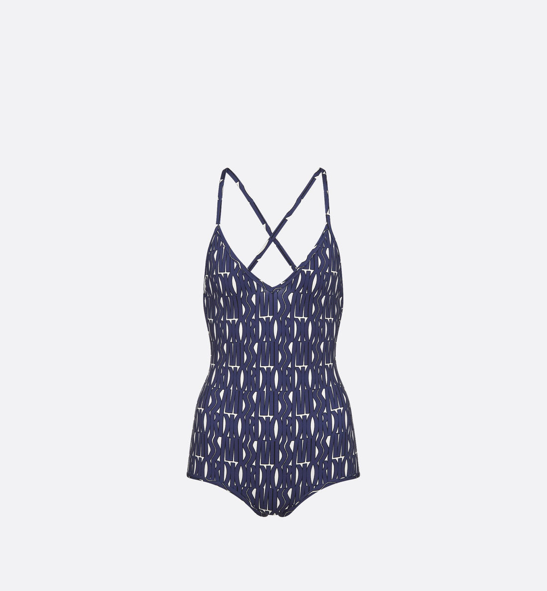 One-Piece Swimsuit White Technical Fabric With Navy Blue Miss Dior Allover Motif