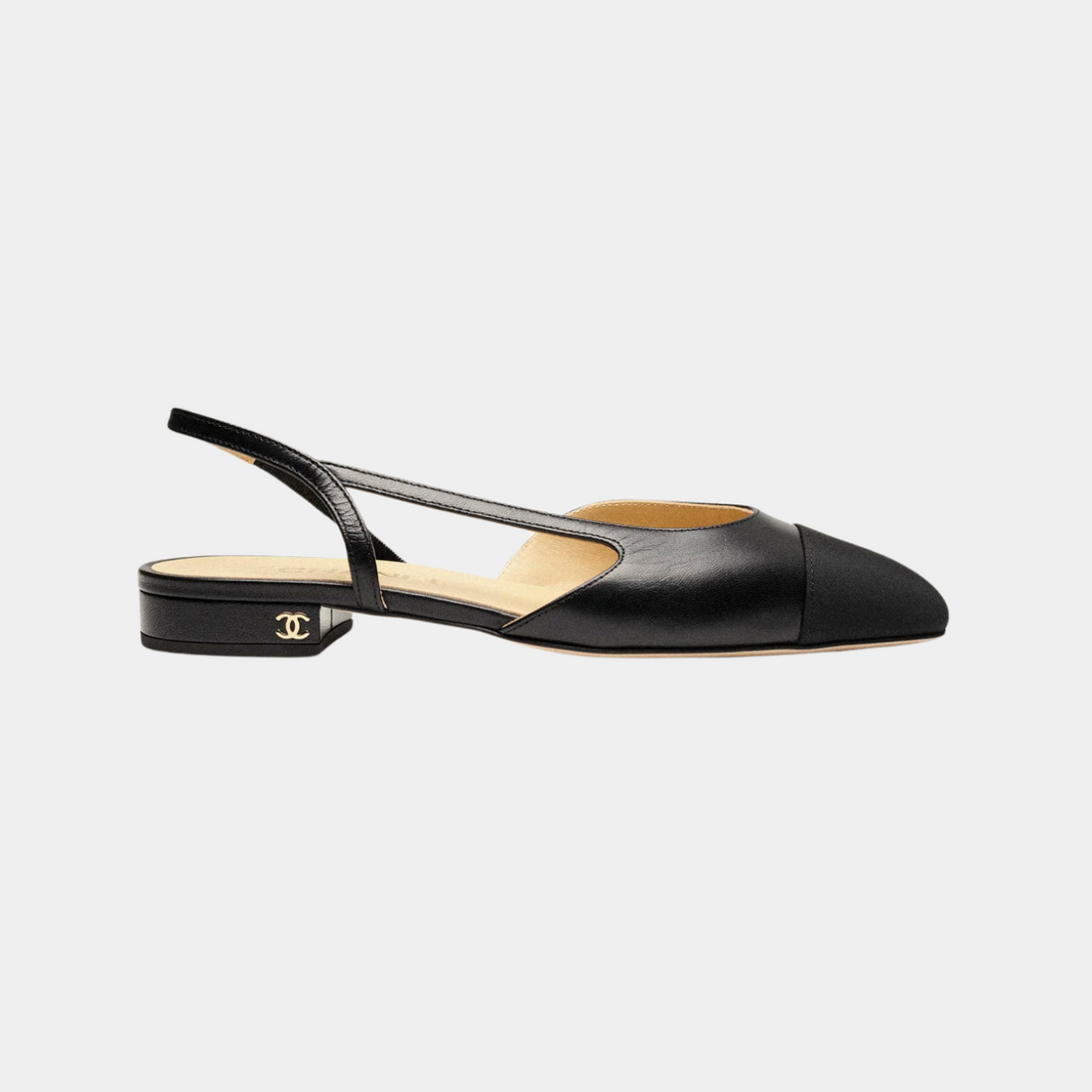 Low Slingback -  Goatskin &amp; Grosgrain - Black