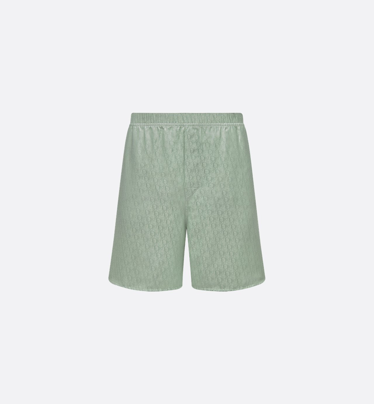 Oblique Shorts Green Silk And Cotton Twill