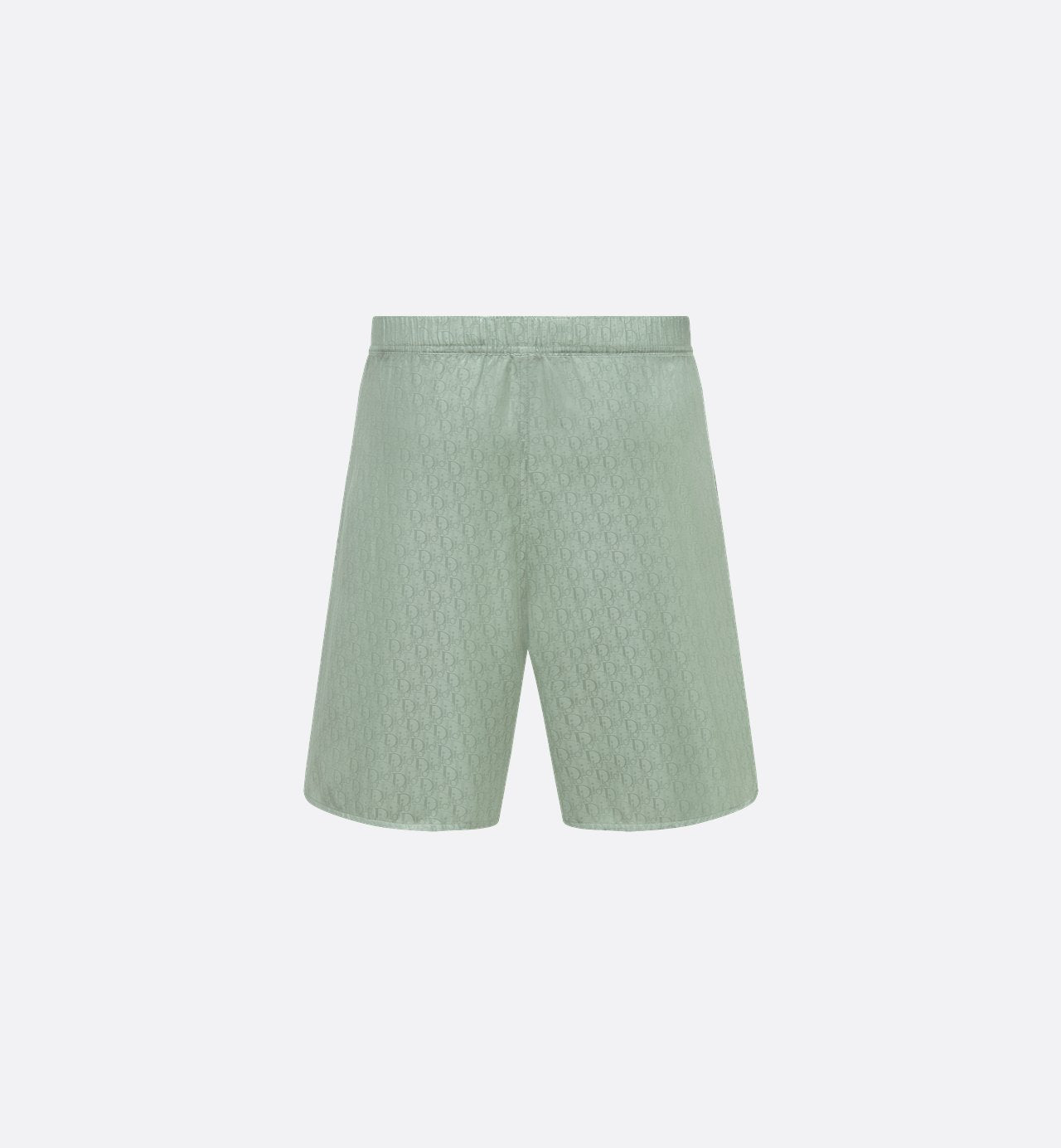 Oblique Shorts Green Silk And Cotton Twill