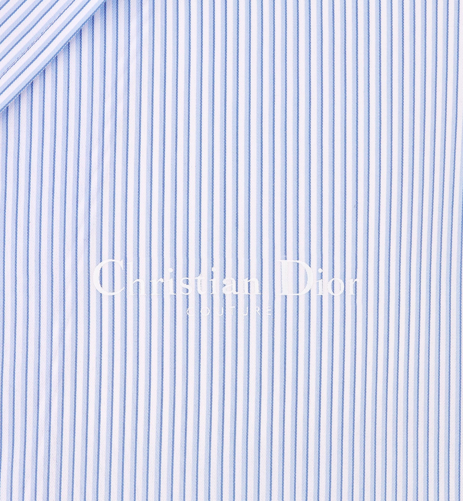 Couture Short Sleeved Shirt White Cotton And Silk Poplin With Blue Stripes