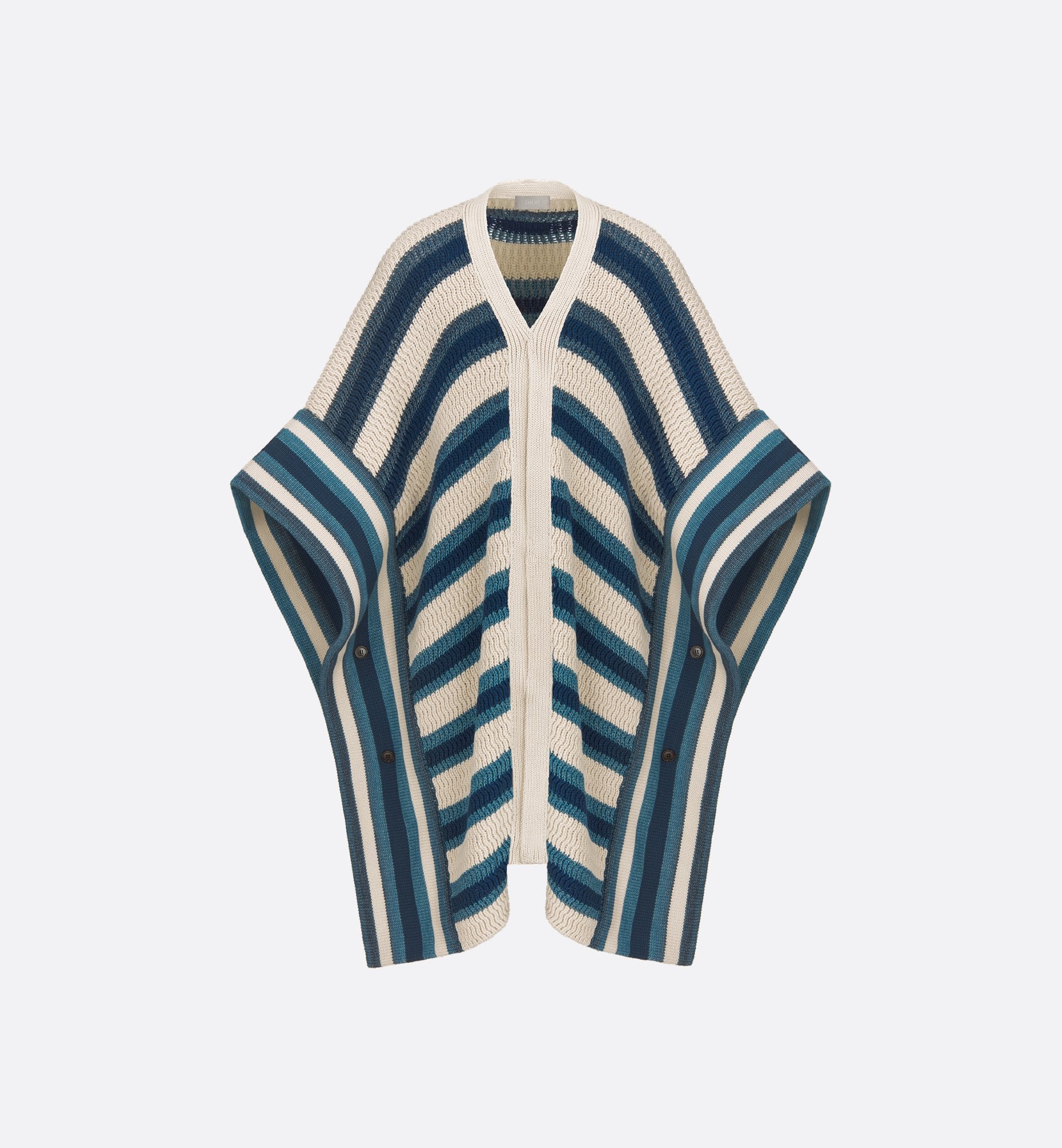 Dior And Parley Poncho Blue And Beige Striped Parley Ocean Plastic® Cotton-Blend Knit