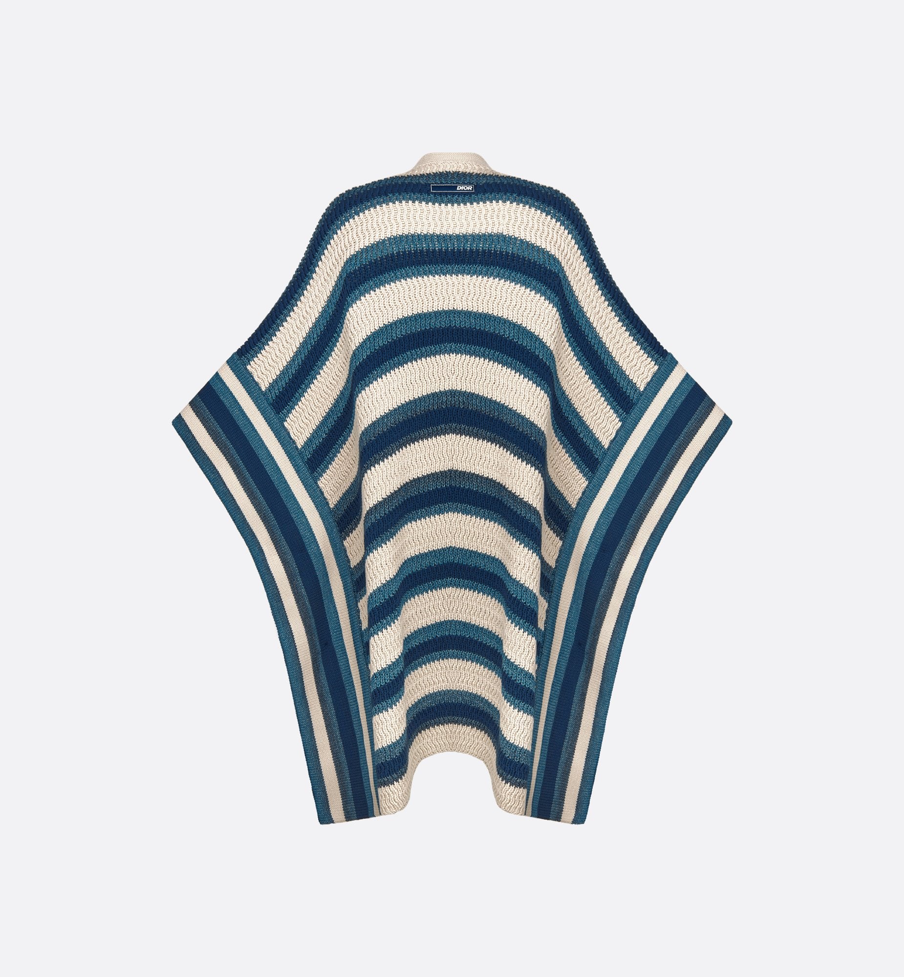 Dior And Parley Poncho Blue And Beige Striped Parley Ocean Plastic® Cotton-Blend Knit