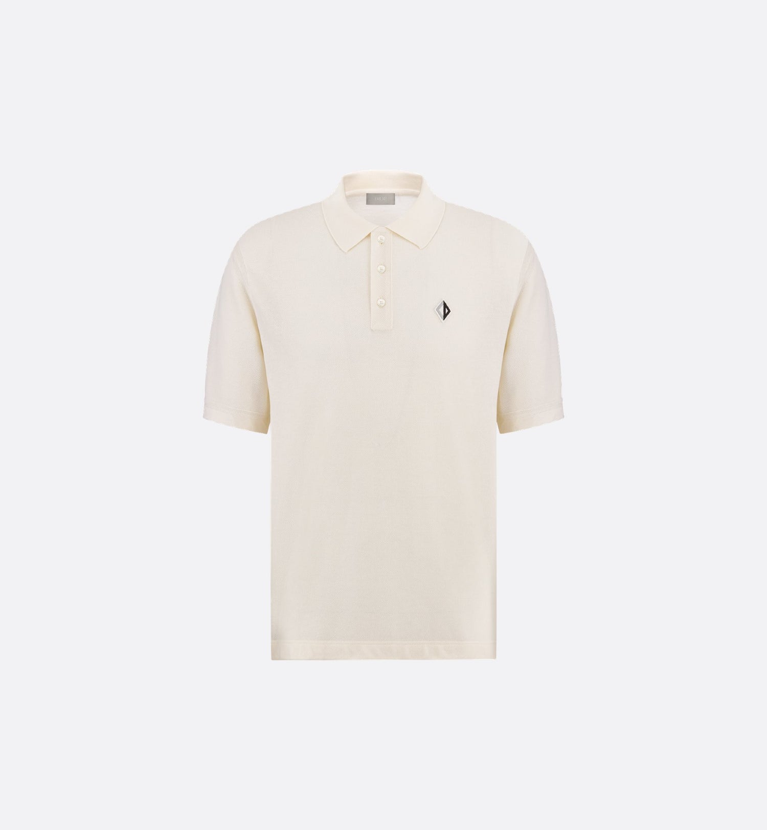 Cd Diamond Polo Shirt White Cotton Pique And Silk