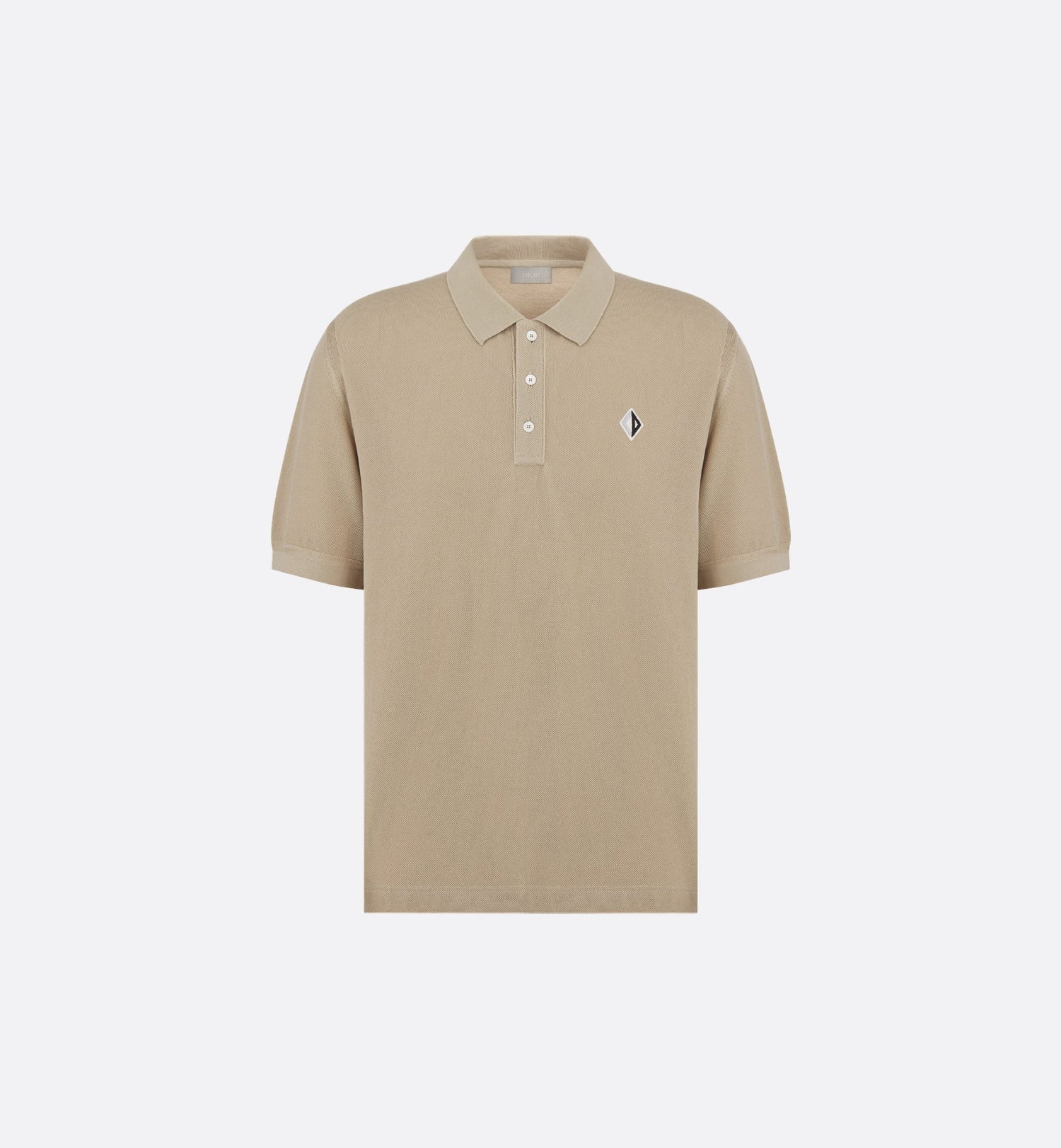 Cd Diamond Polo Shirt Beige Cotton And Silk Pique