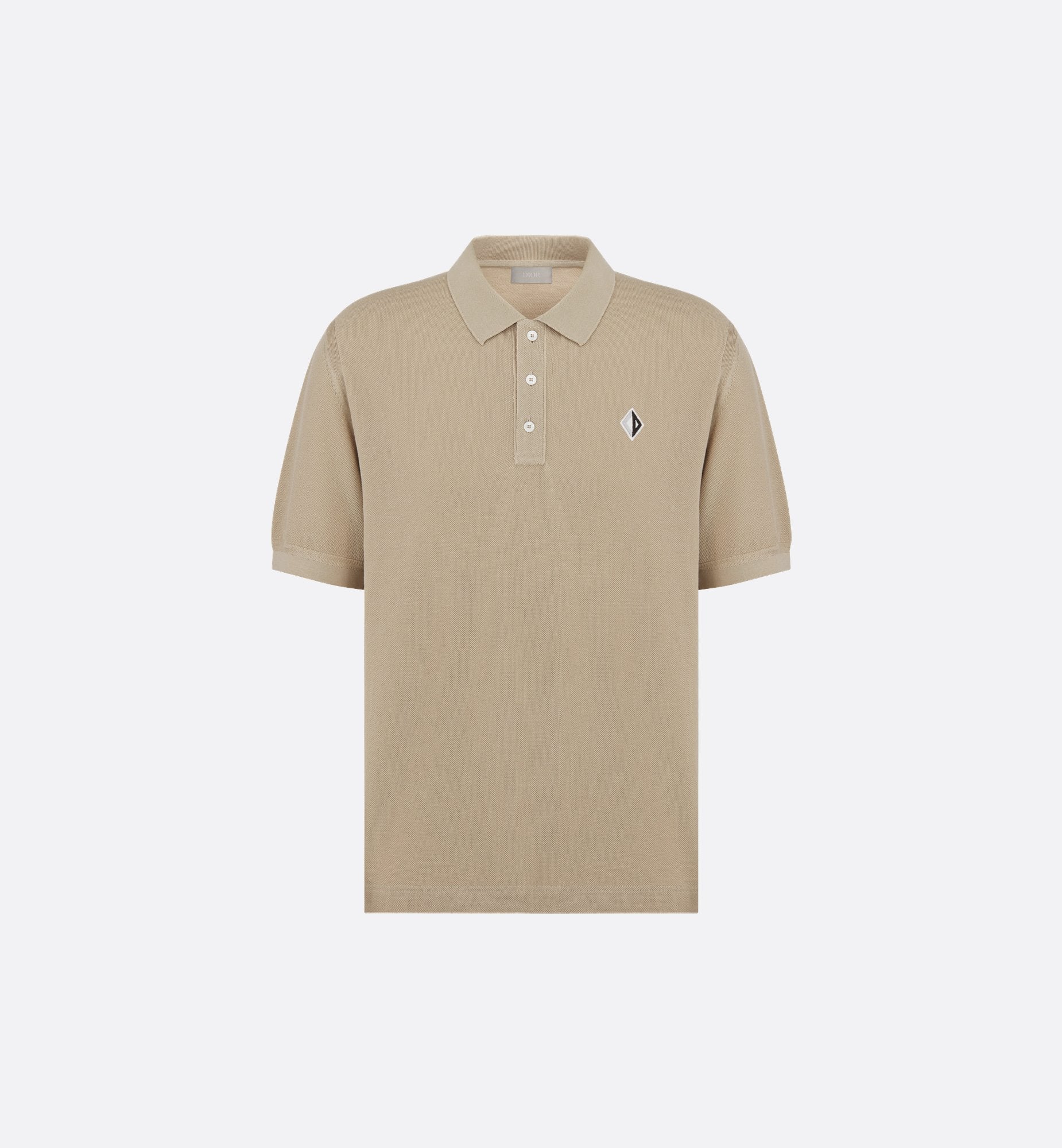 Cd Diamond Polo Shirt Beige Cotton And Silk Pique