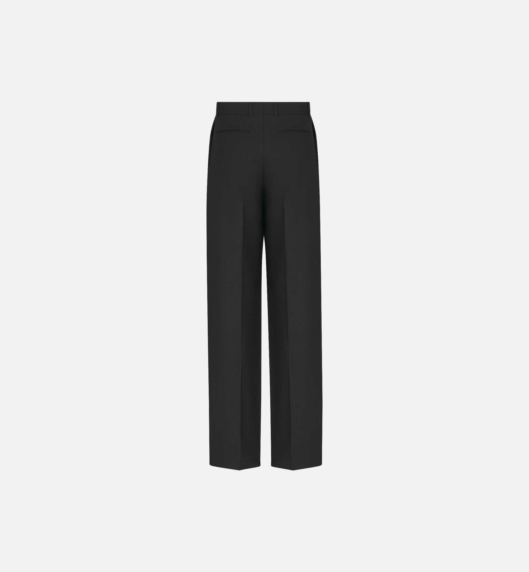 Tailored Wide-Leg Pants Black Virgin Wool And Mohair Barathea