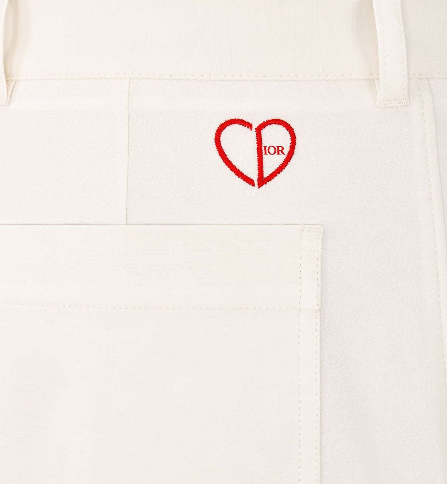 Cd Heart Embroidered Pants White Emerized Cotton Blend