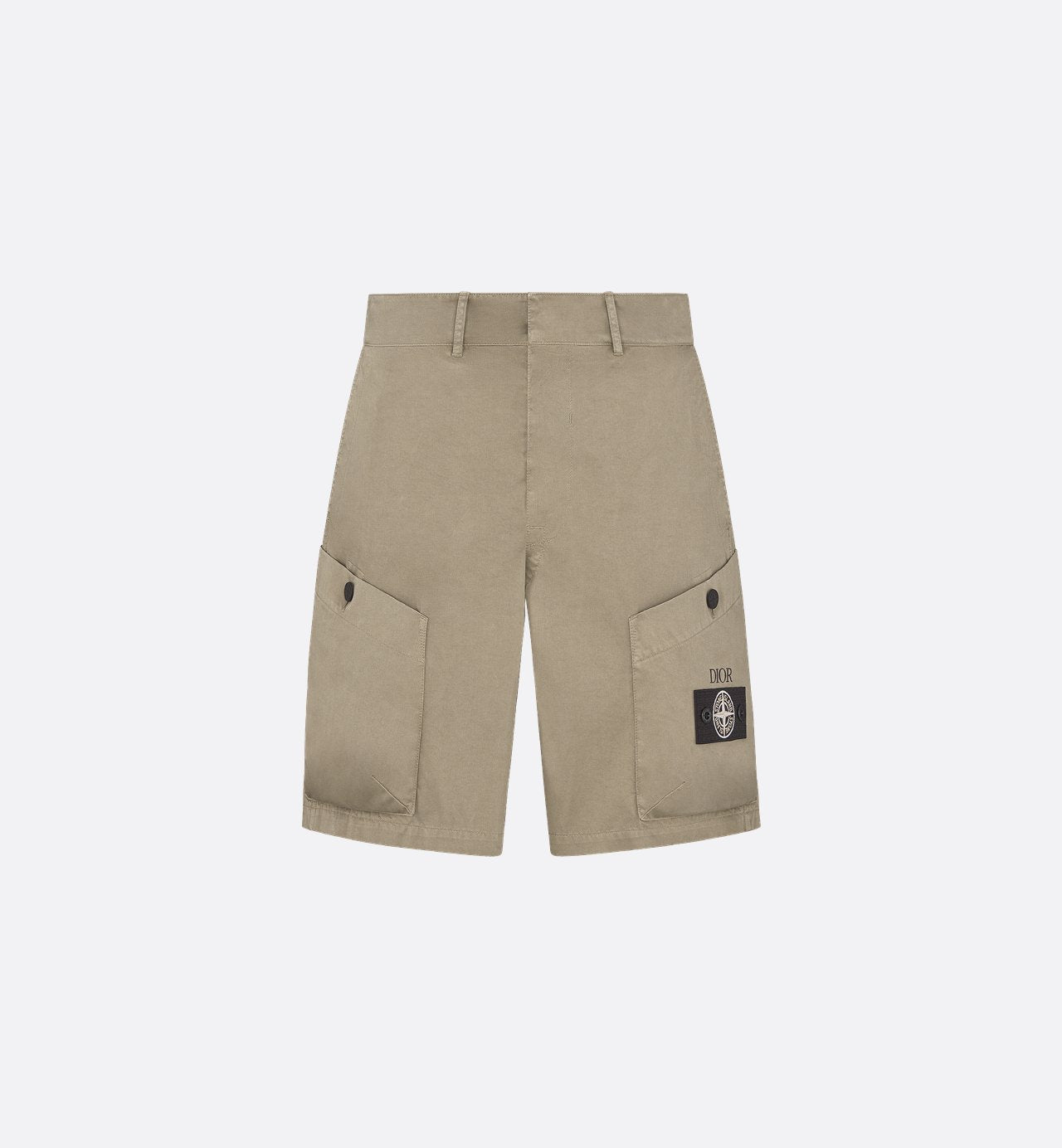 Dior And Stone Island Bermuda Shorts Brown Cotton-Blend Satin