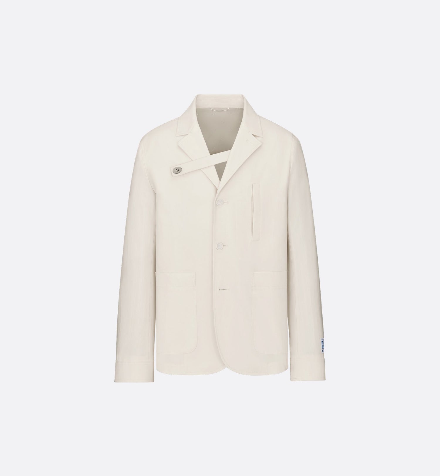 Charm Workwear Jacket With Buttoned Strap White Emerized Cotton Blend