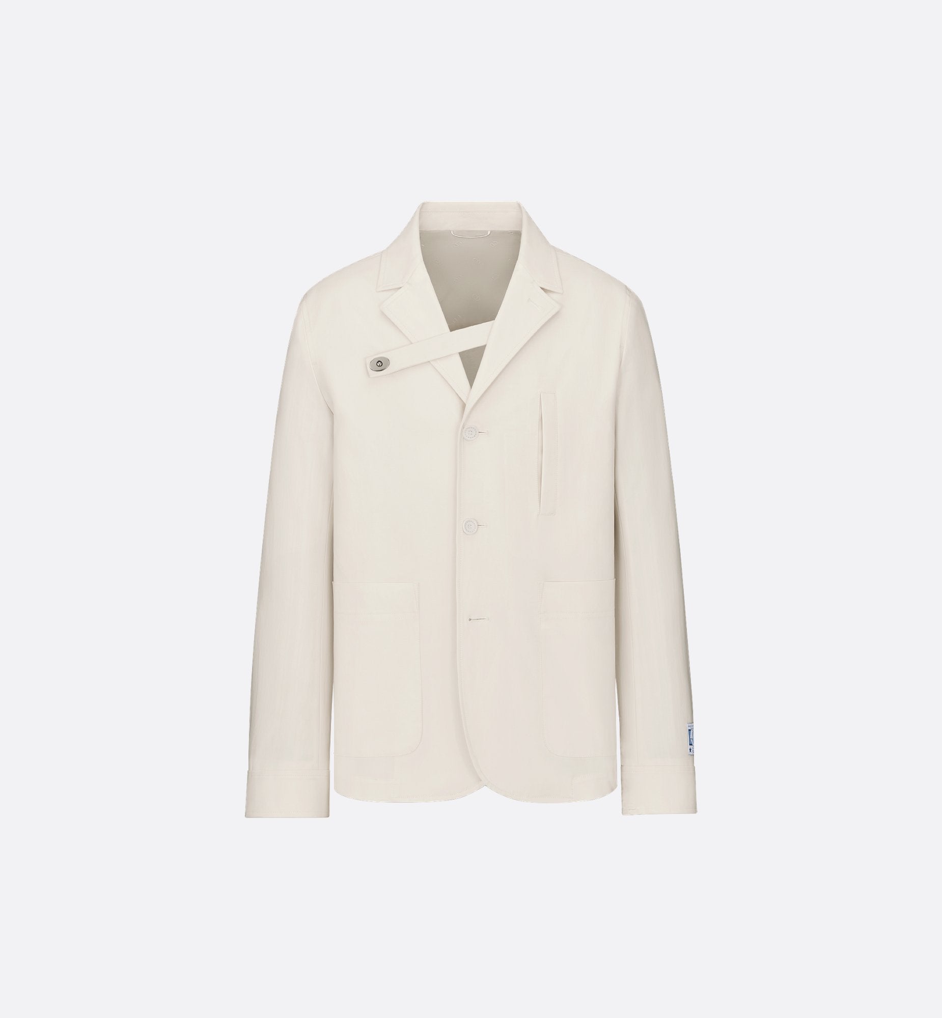 Charm Workwear Jacket With Buttoned Strap White Emerized Cotton Blend