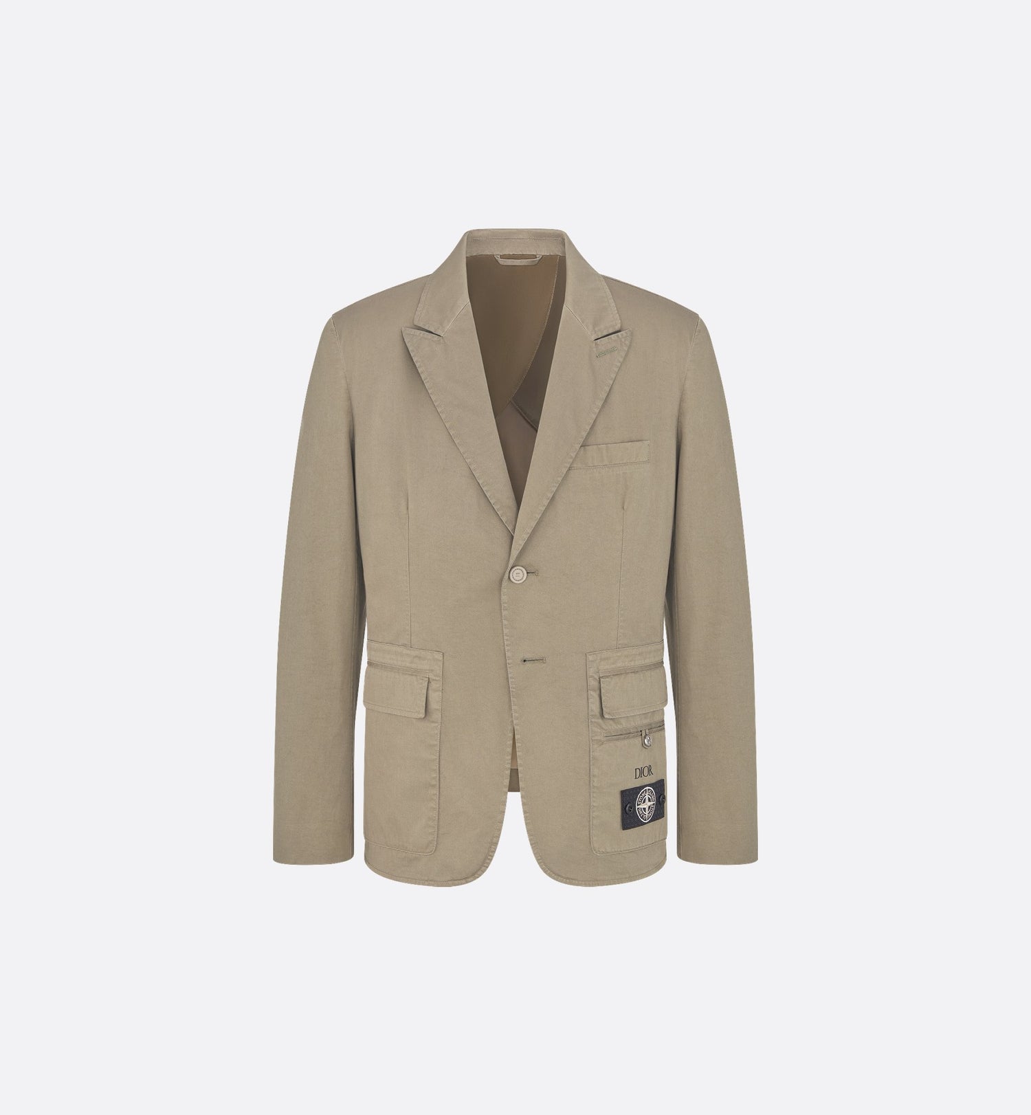 Dior And Stone Island Jacket Light Brown Cotton-Blend Satin