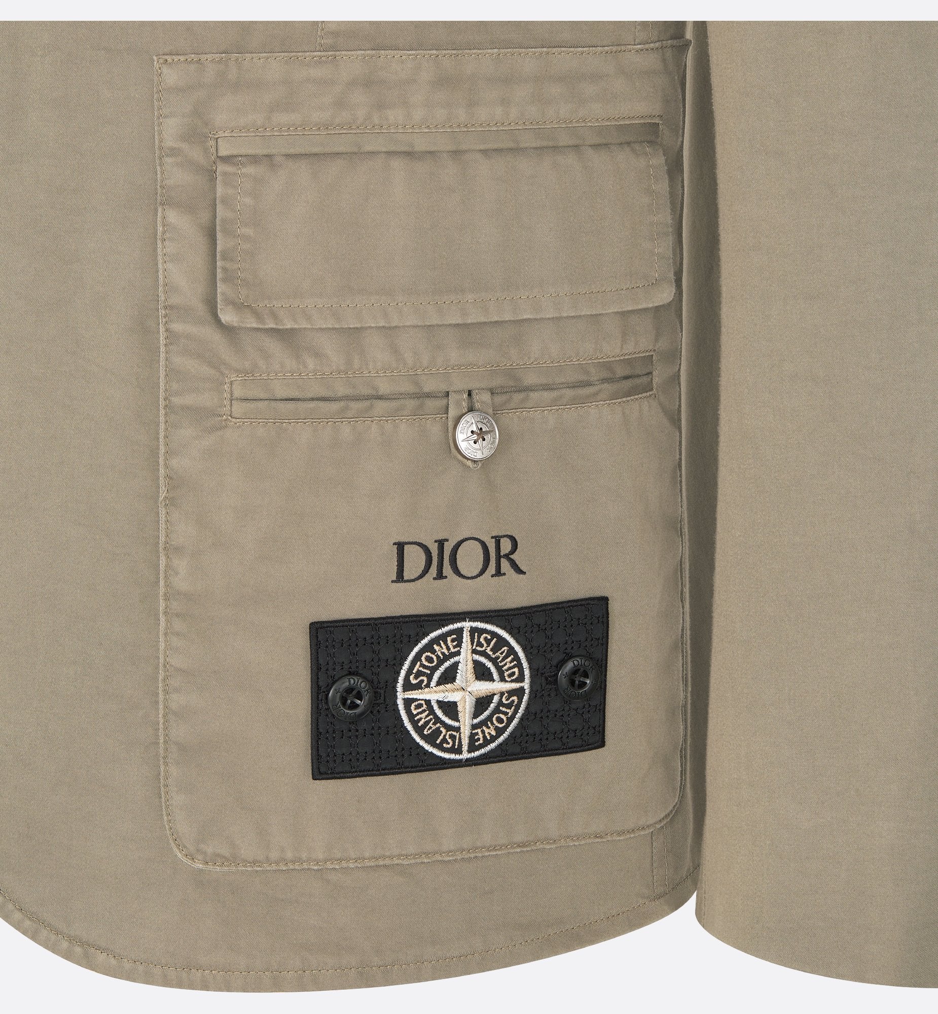 Dior And Stone Island Jacket Light Brown Cotton-Blend Satin