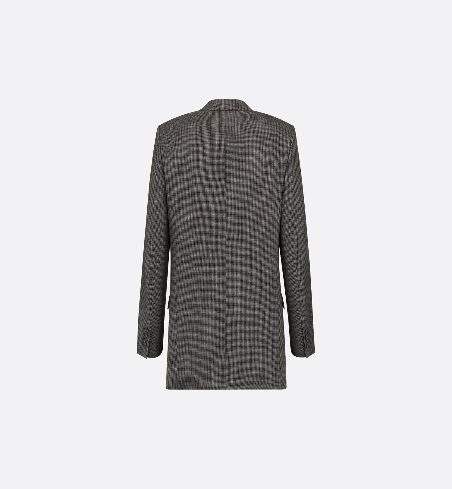 Long Jacket Gray Checkered Virgin Wool