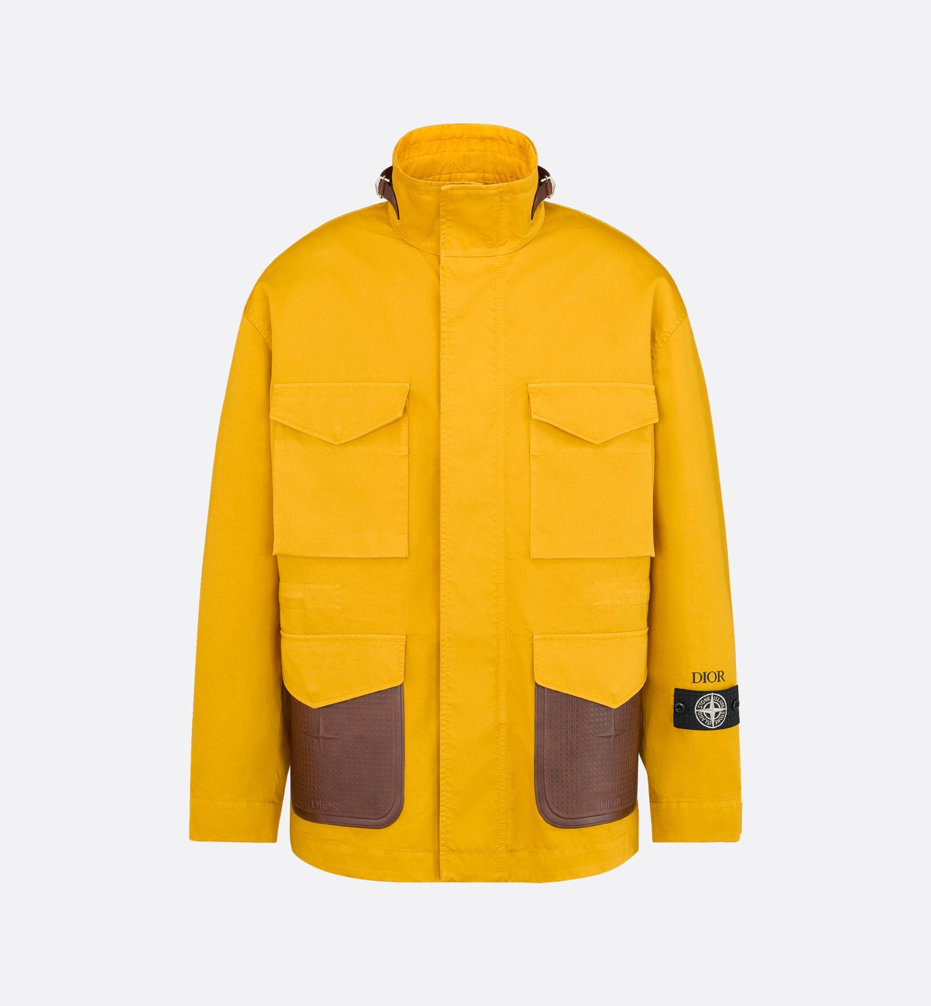 Dior And Stone Island Jacket Yellow Cotton-Blend Satin