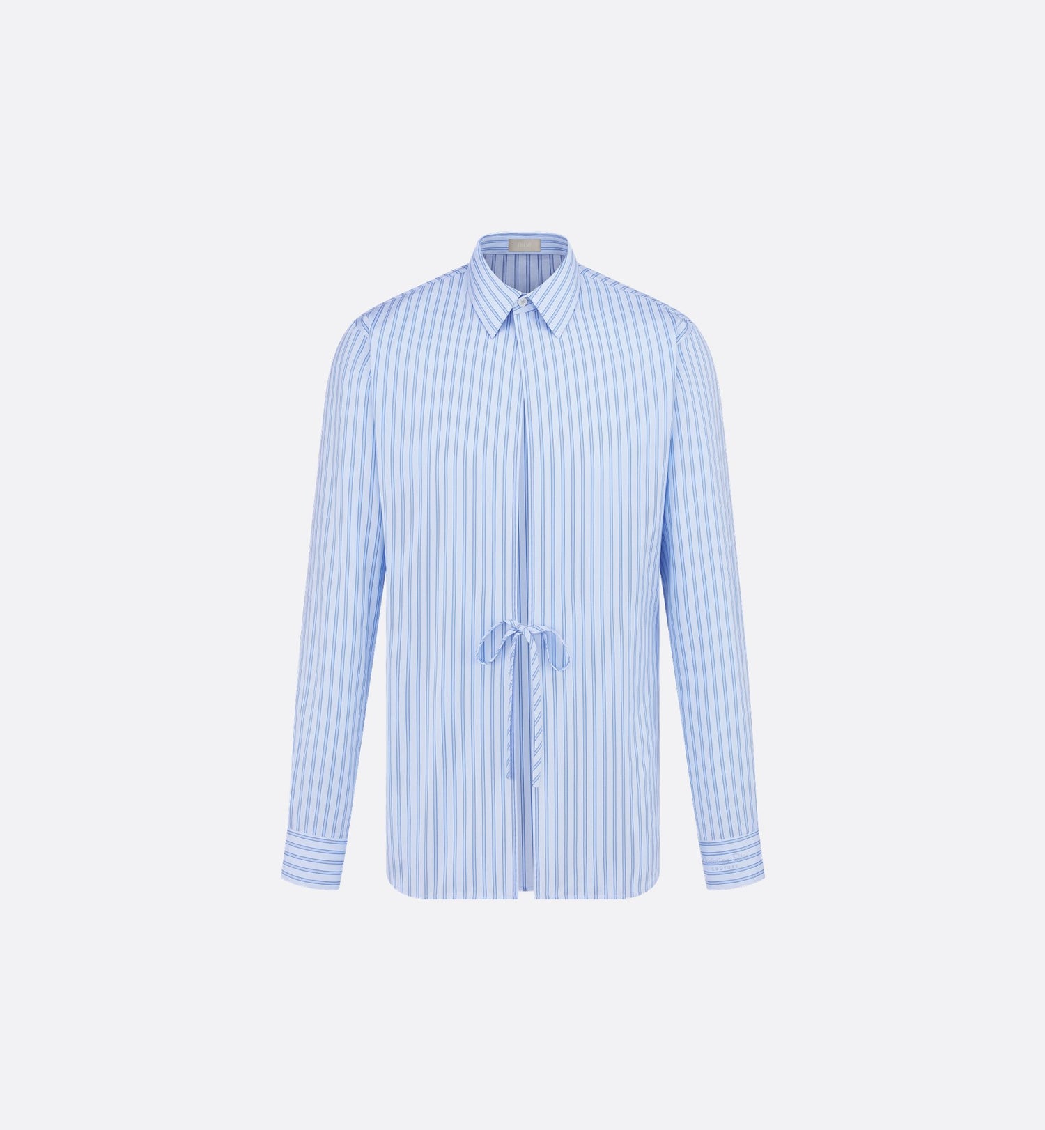 Shirt With Ties Blue Cotton And Silk Poplin With Stripes