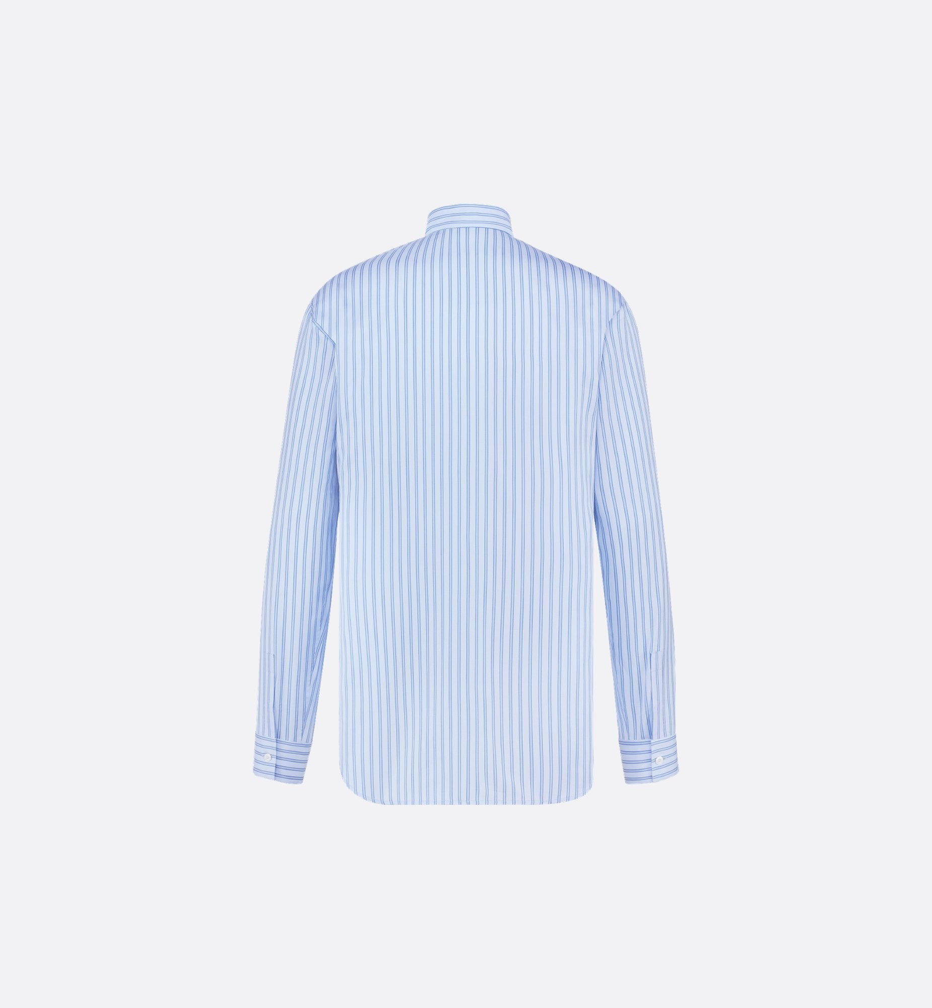 Shirt With Ties Blue Cotton And Silk Poplin With Stripes