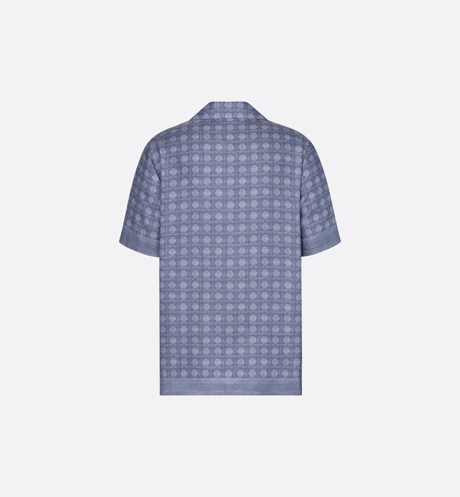 Cannage Short-Sleeved Shirt Blue Silk Twill