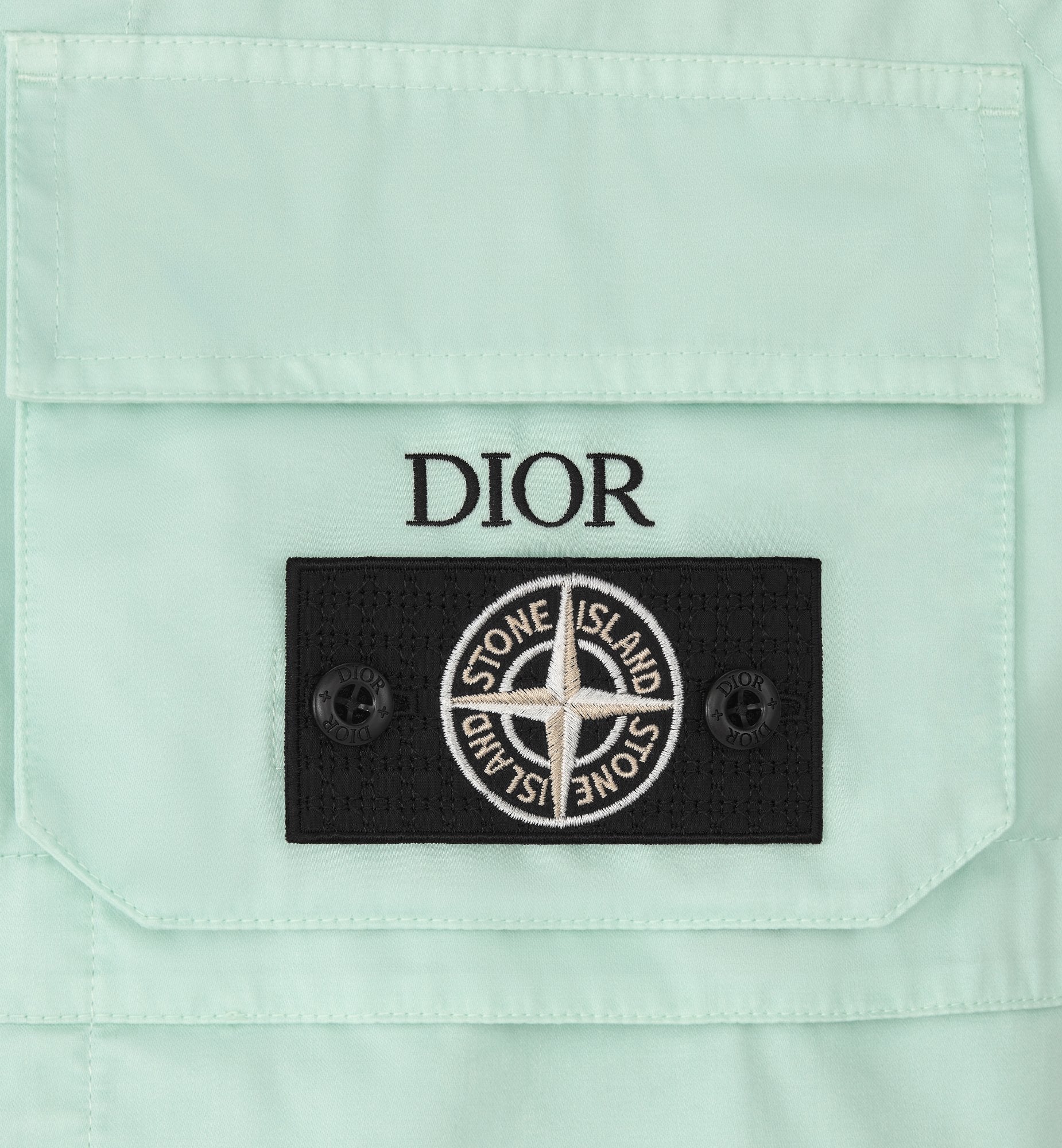 Dior And Stone Island Vest Light Green Cotton-Blend Satin