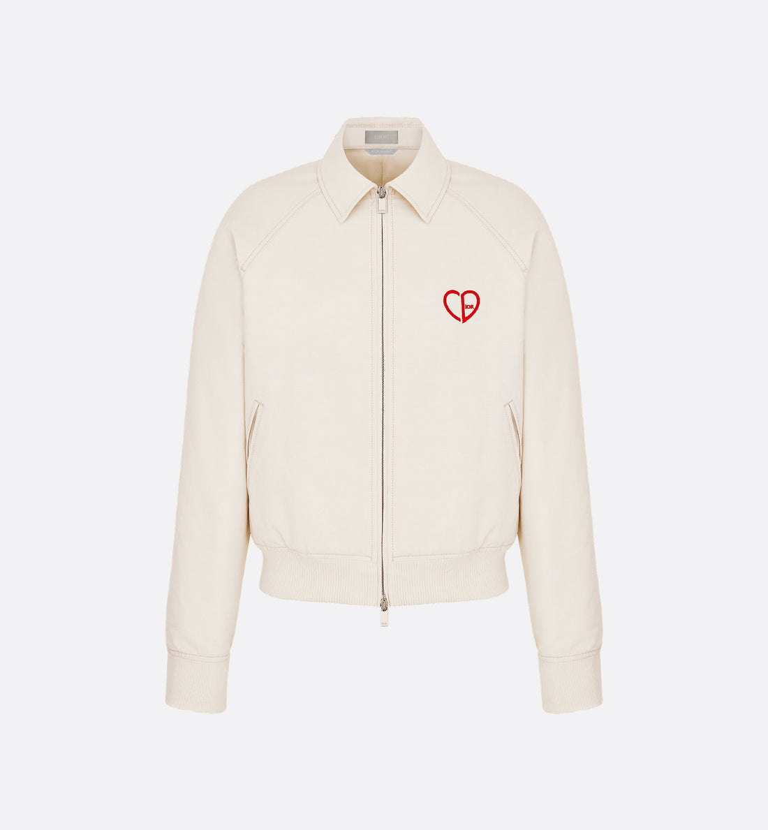 Cd Heart Blouson Jacket White Cotton Canvas