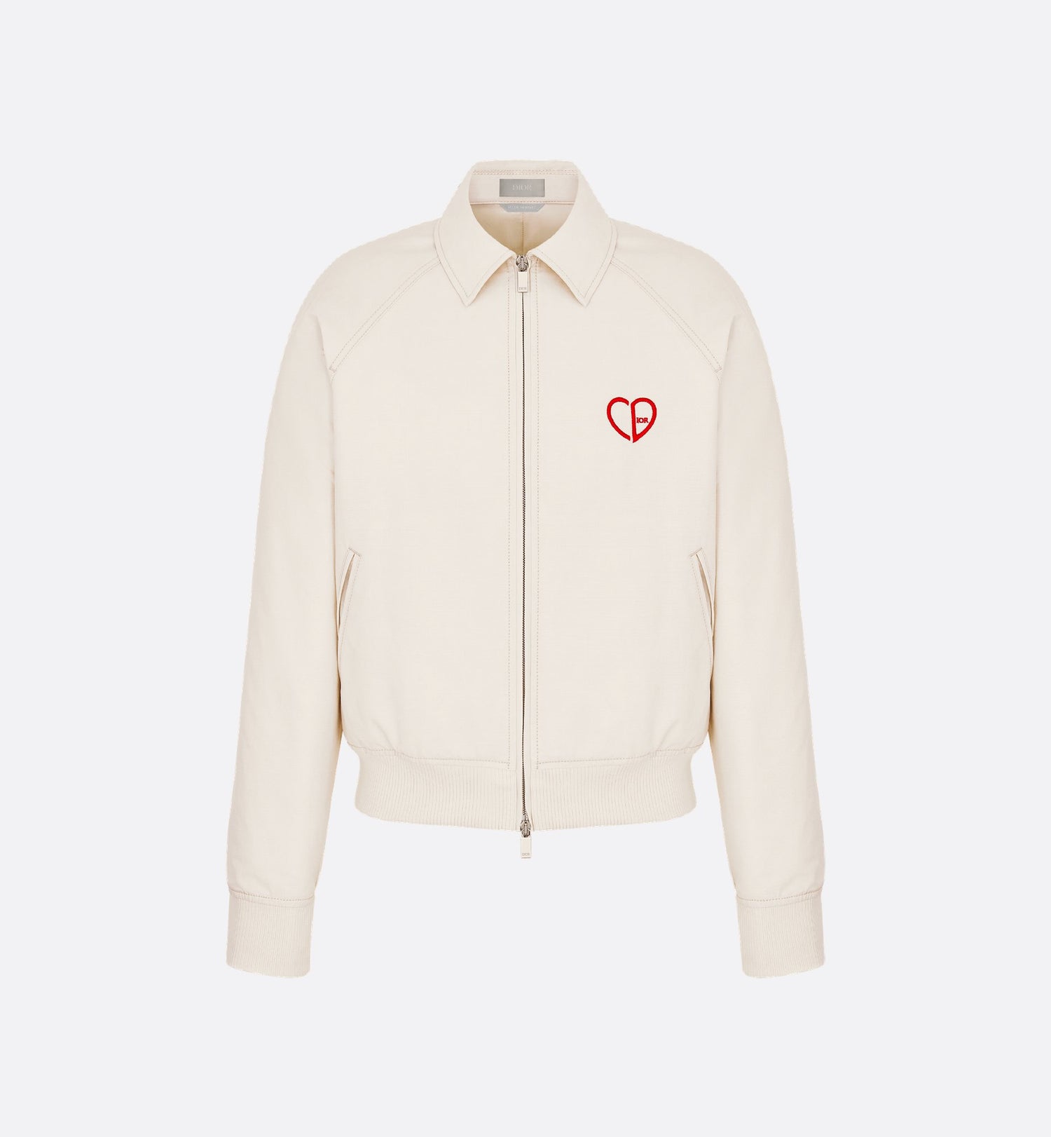 Cd Heart Blouson Jacket White Cotton Canvas