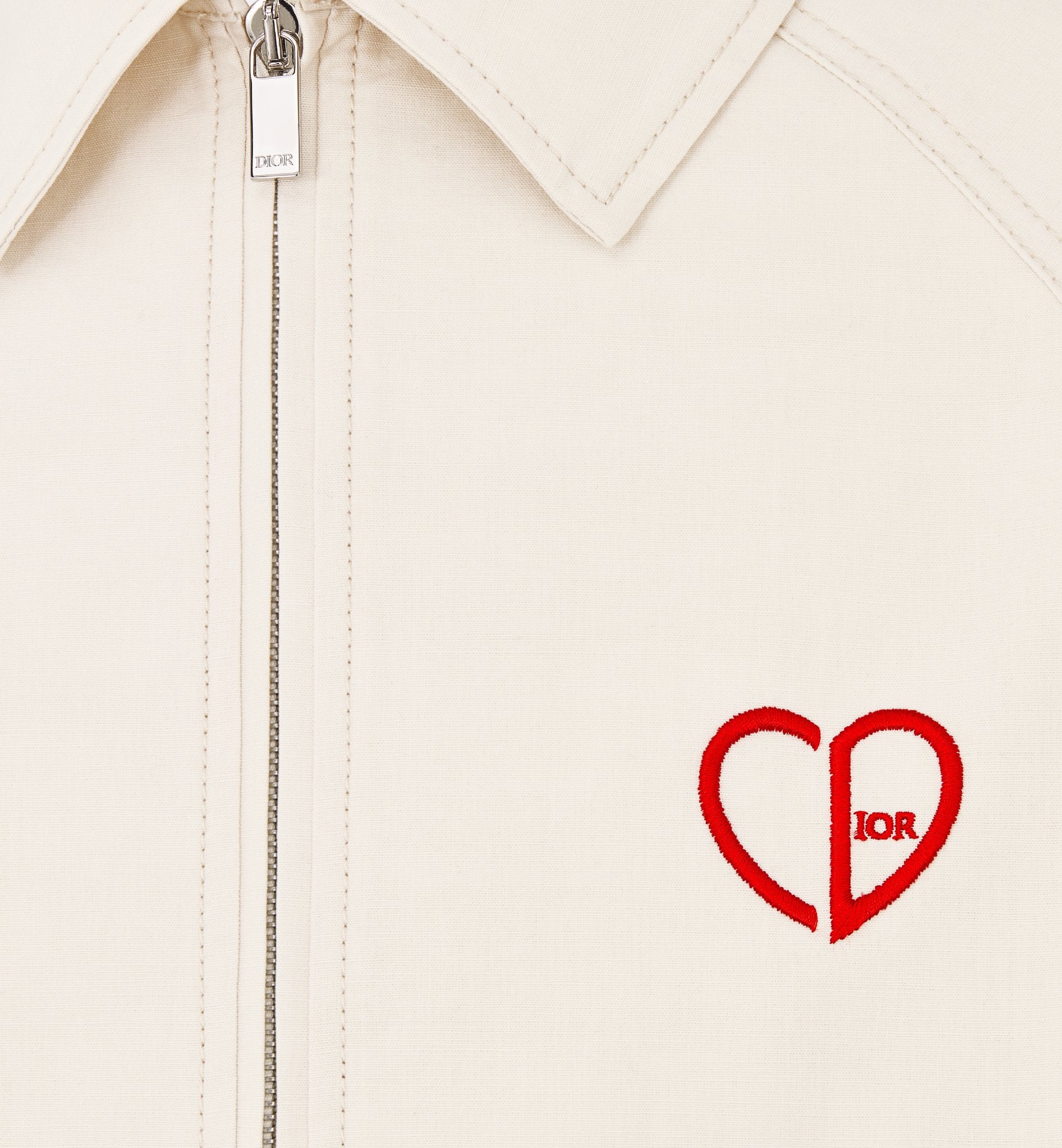 Cd Heart Blouson Jacket White Cotton Canvas