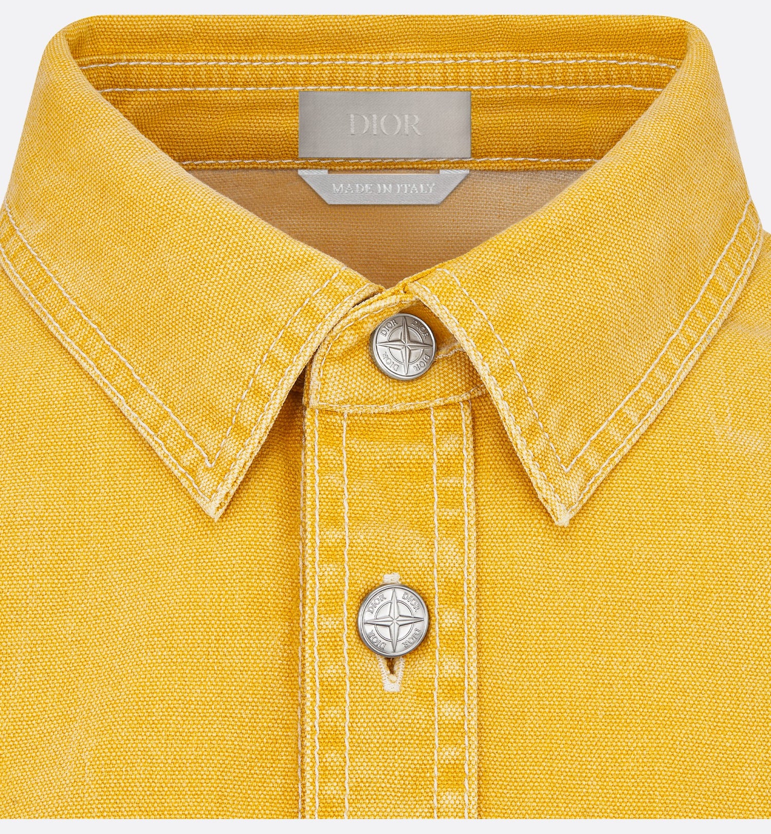 Dior And Stone Island Overshirt Yellow Cotton