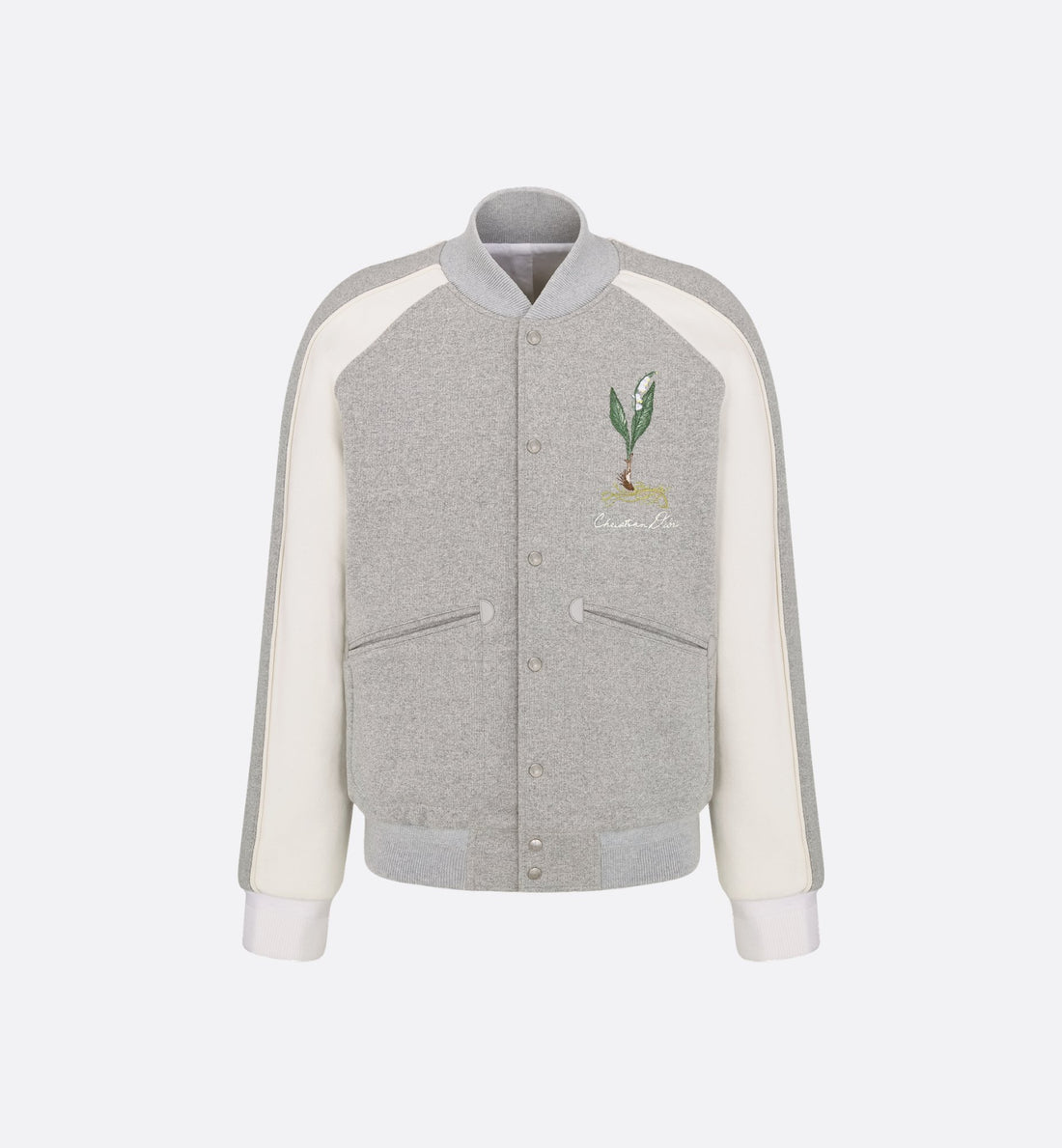 Lily Of The Valley Varsity Jacket Gray Cotton Fleece