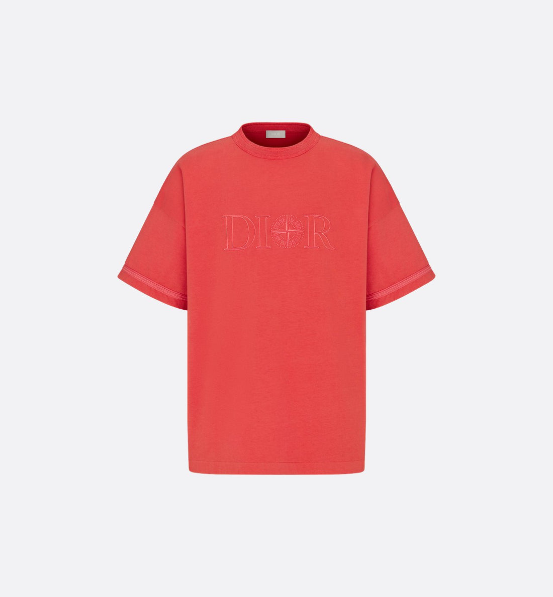 Dior And Stone Island T-Shirt Oversized Fit Red Cotton Jersey