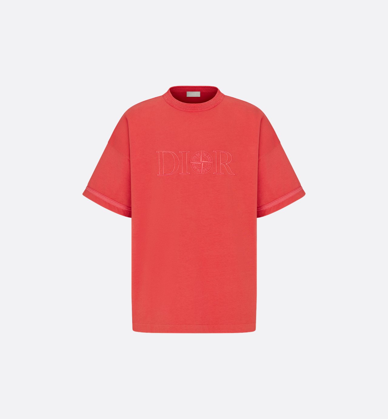 Dior And Stone Island T-Shirt Oversized Fit Red Cotton Jersey