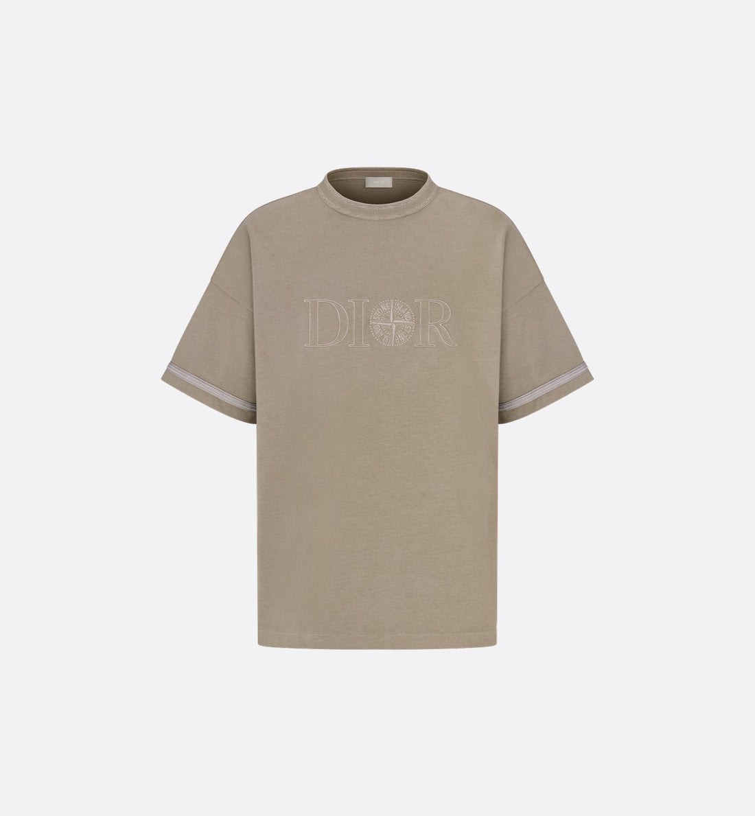 Dior And Stone Island T-Shirt Oversized Fit Brown Cotton Jersey