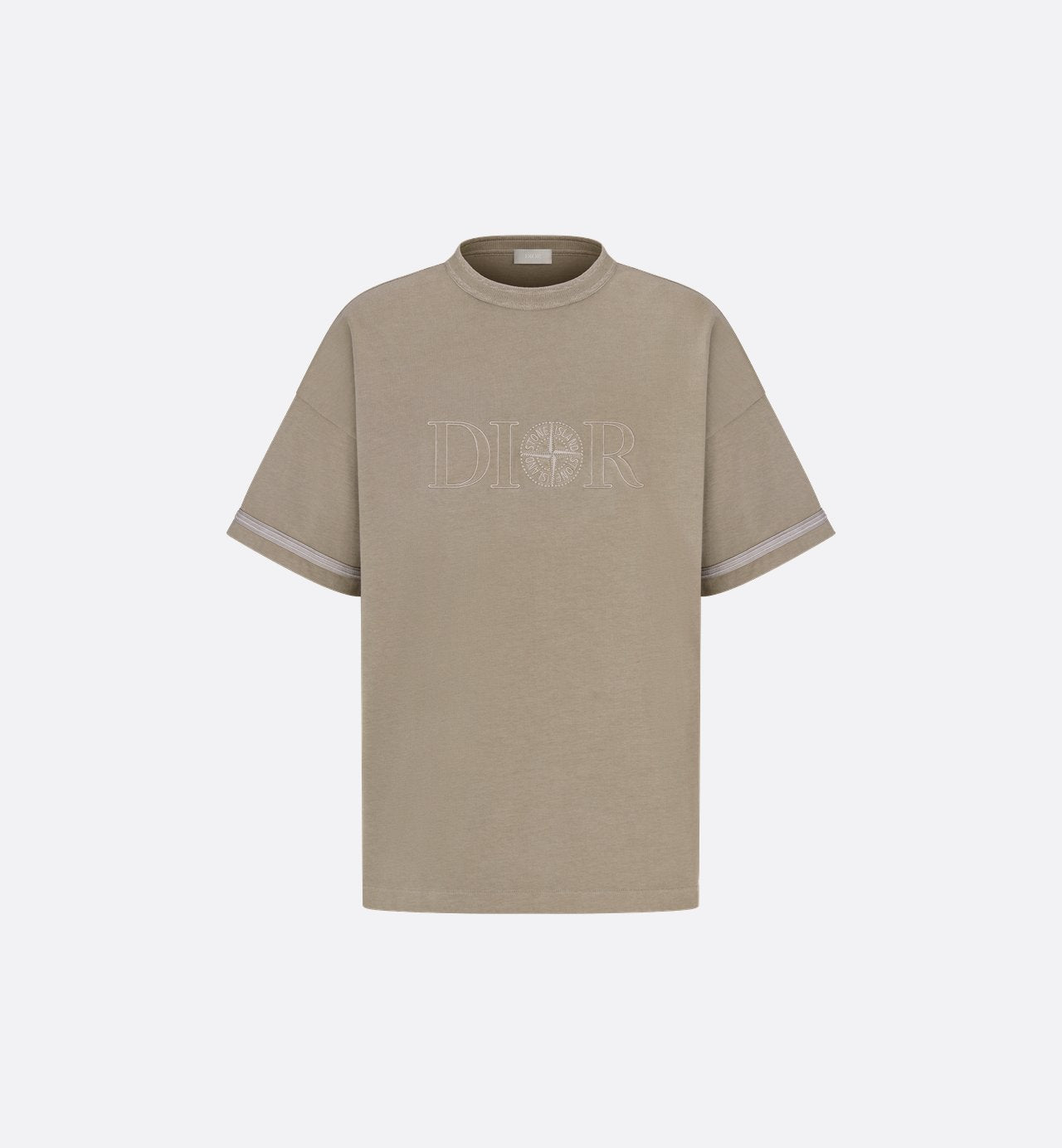 Dior And Stone Island T-Shirt Oversized Fit Brown Cotton Jersey