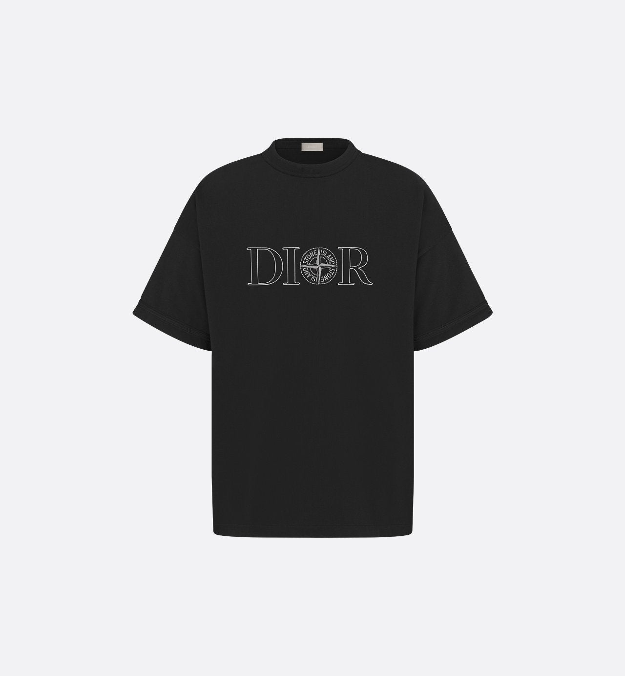 Dior And Stone Island T-Shirt Oversized Fit Black Cotton Jersey