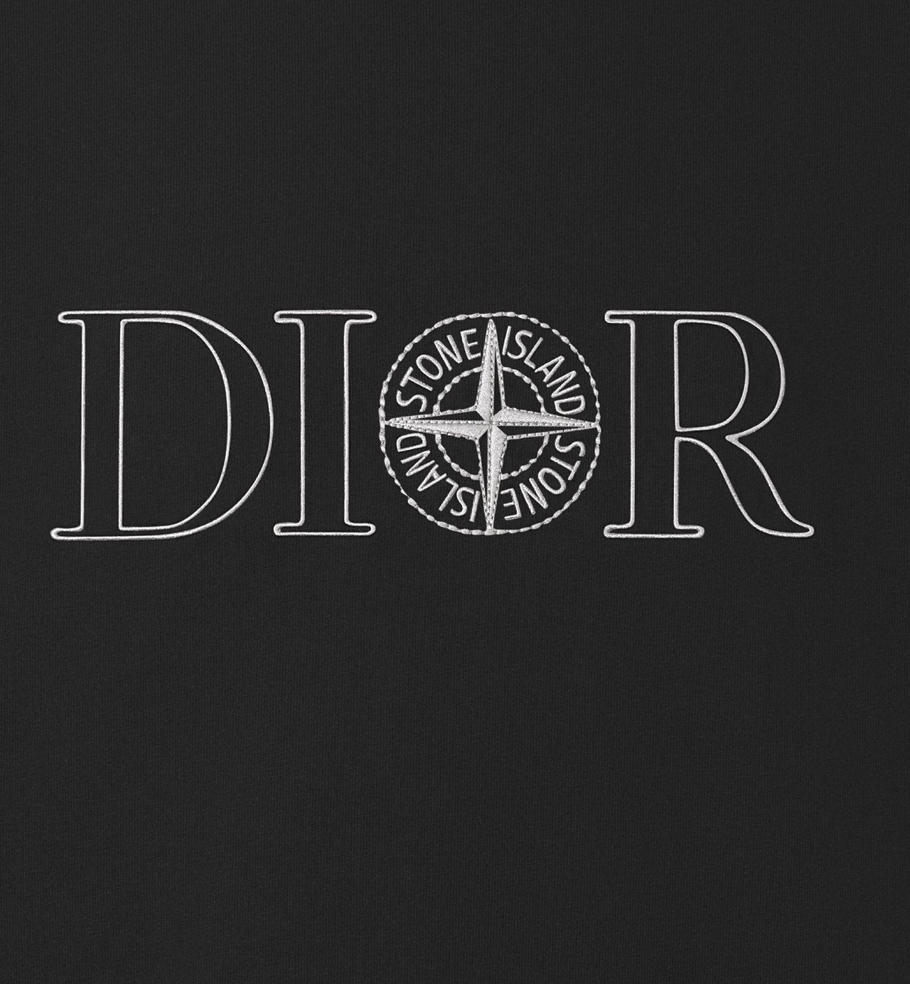 Dior And Stone Island T-Shirt Oversized Fit Black Cotton Jersey