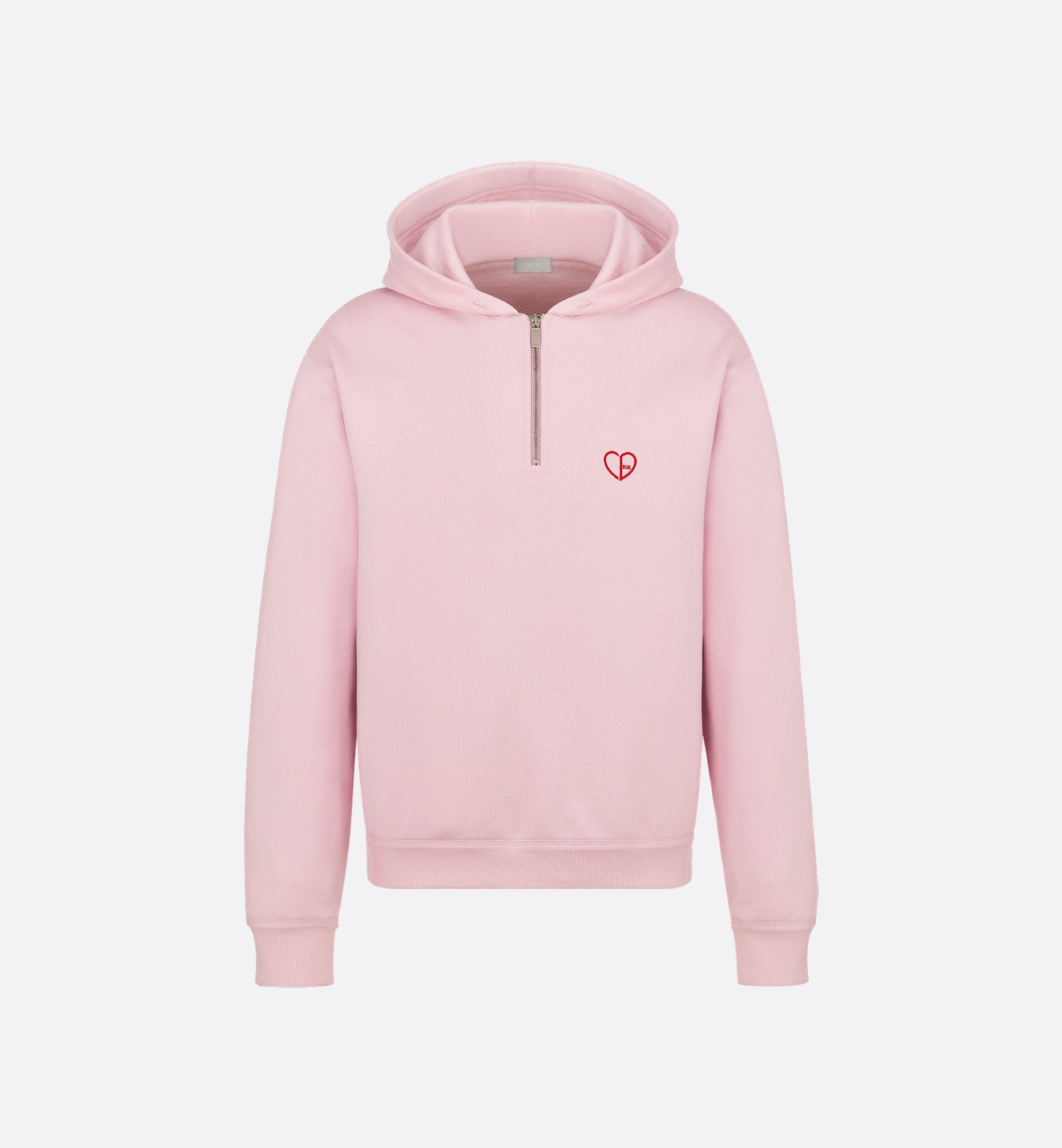 Cd Heart Relaxed-Fit Hooded Sweatshirt Pink Cotton Fleece