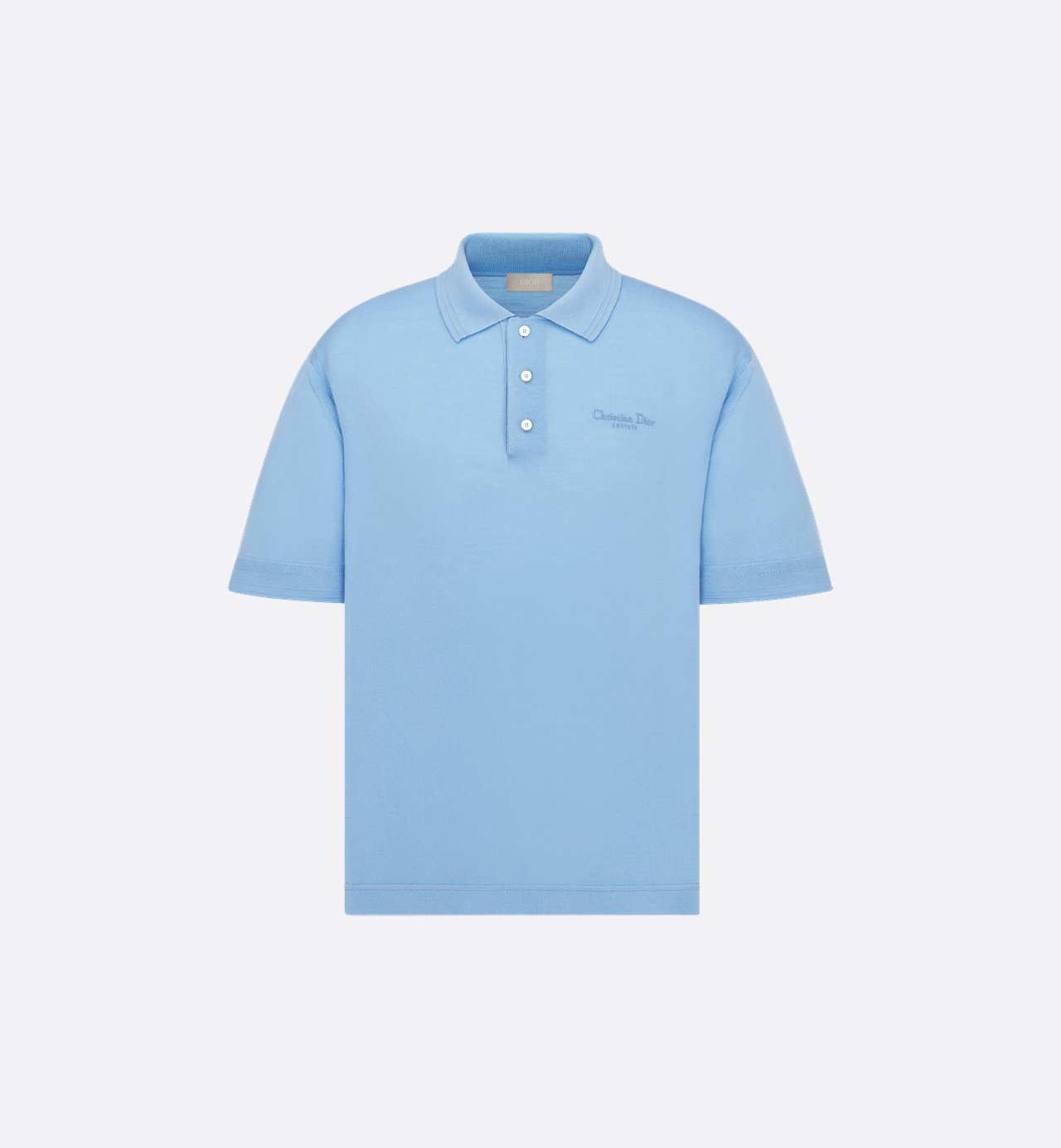 Cd Couture Polo Shirt Blue Virgin Wool Jersey