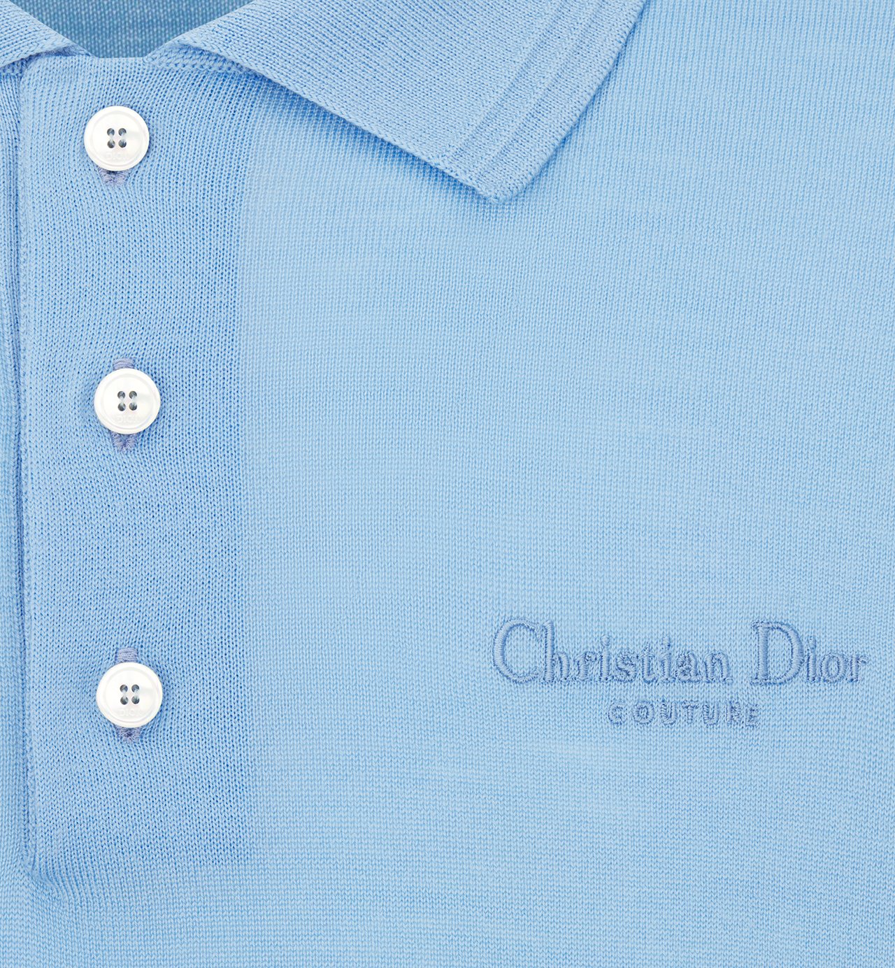 Cd Couture Polo Shirt Blue Virgin Wool Jersey