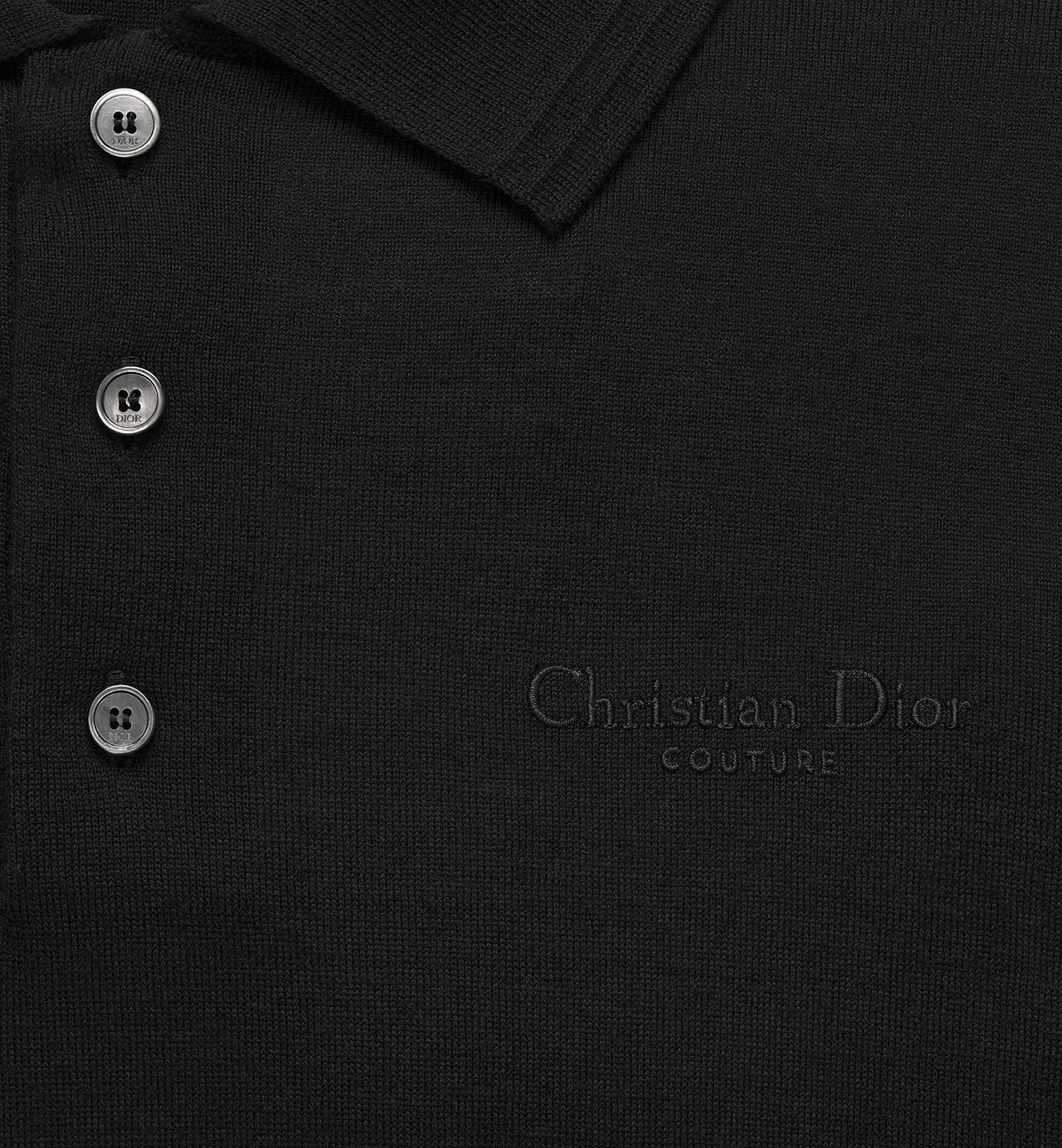 Cd Couture Polo Shirt Black Virgin Wool Jersey