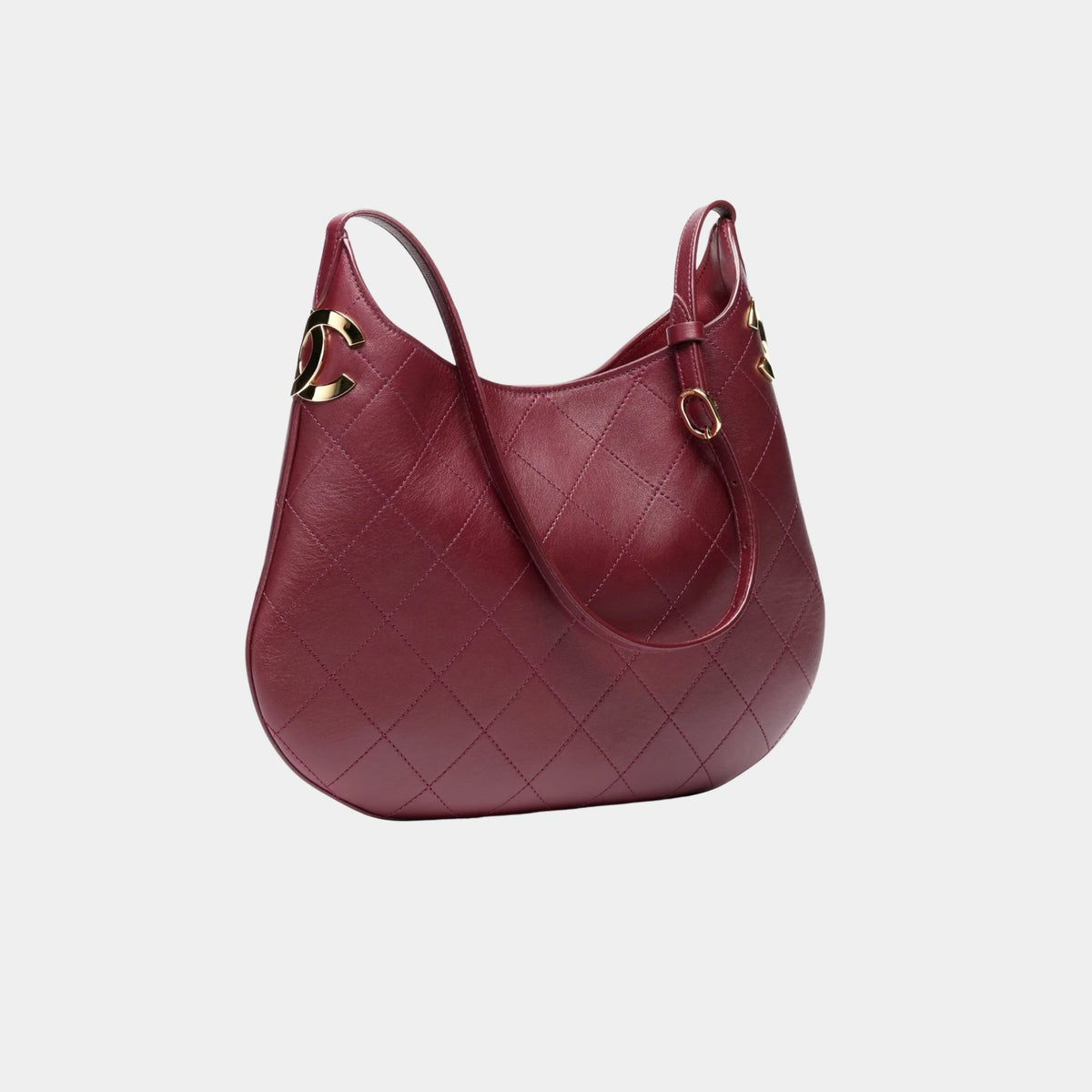Hobo Bag Leather &amp; Gold-Plated Metal
