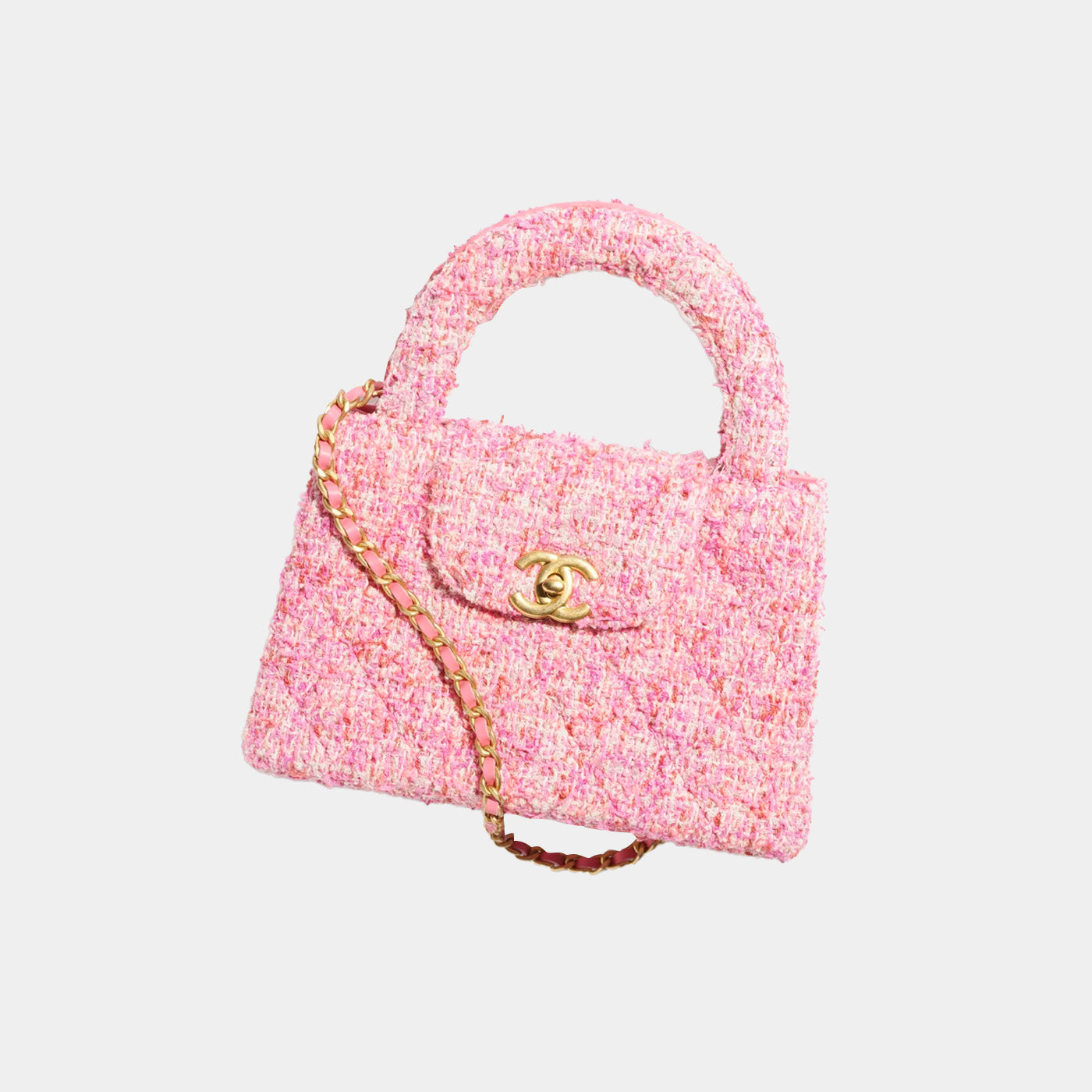 CHANEL SMALL CABAS - PINK &amp; ECRU TWEED COTTON