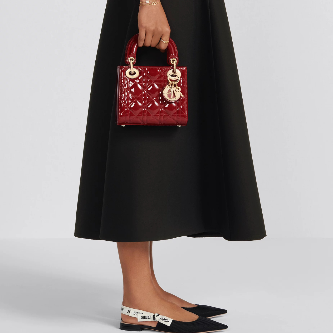 Mini Lady Dior Bag Cherry Red Patent Cannage Calfskin Sands