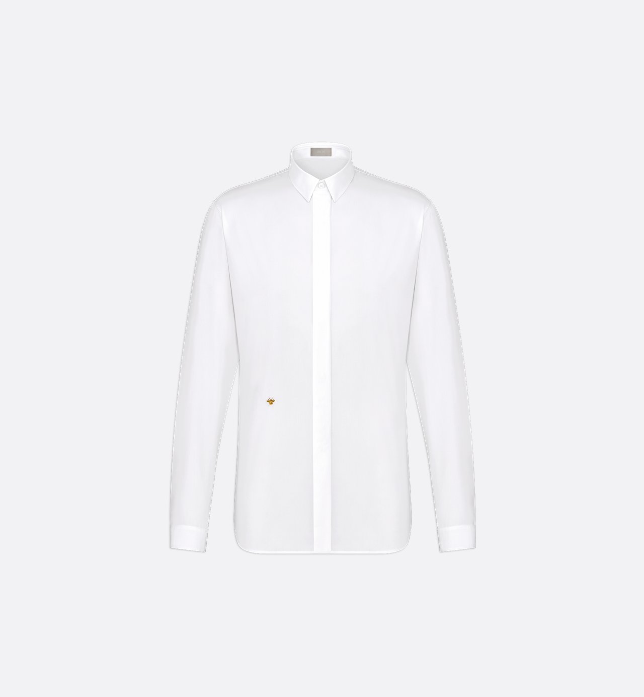 Shirt With Gold-Tone Bee Embroidery White Cotton Poplin