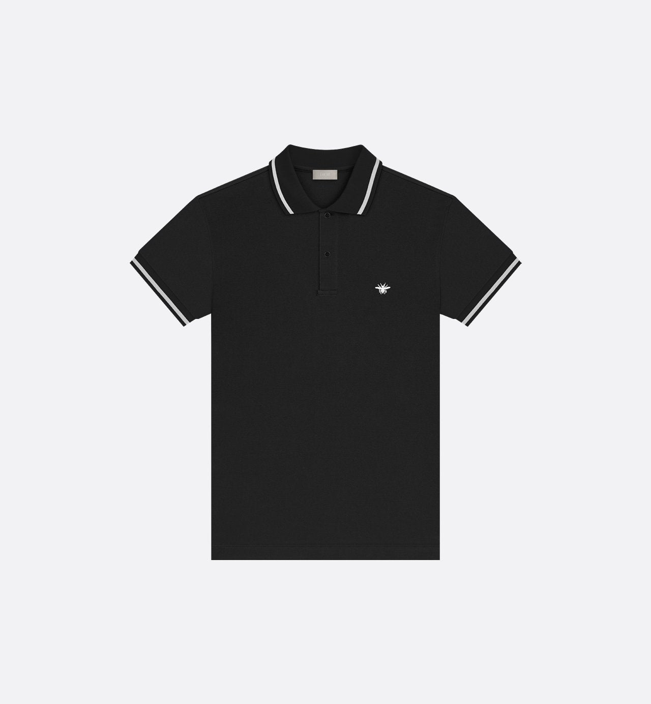 Polo Shirt With Bee Embroidery Black Cotton Piqué