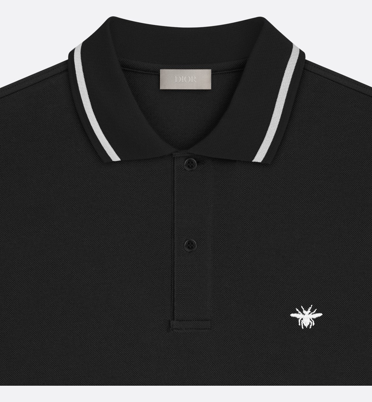 Polo Shirt With Bee Embroidery Black Cotton Piqué