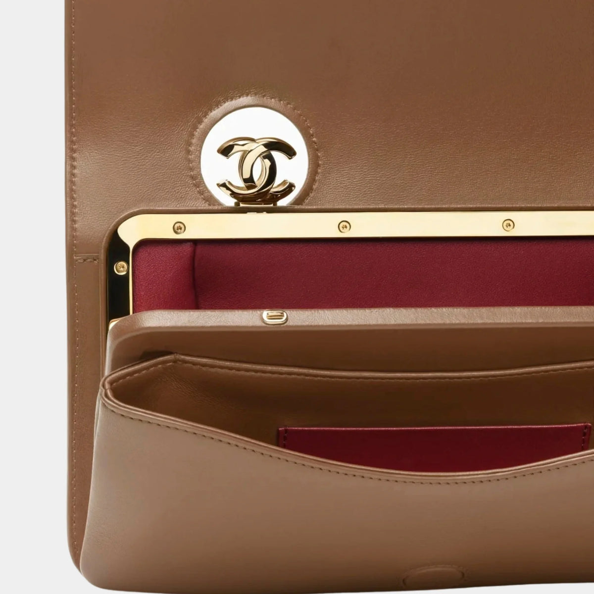 Clutch Leather &amp; Gold-Tone Metal