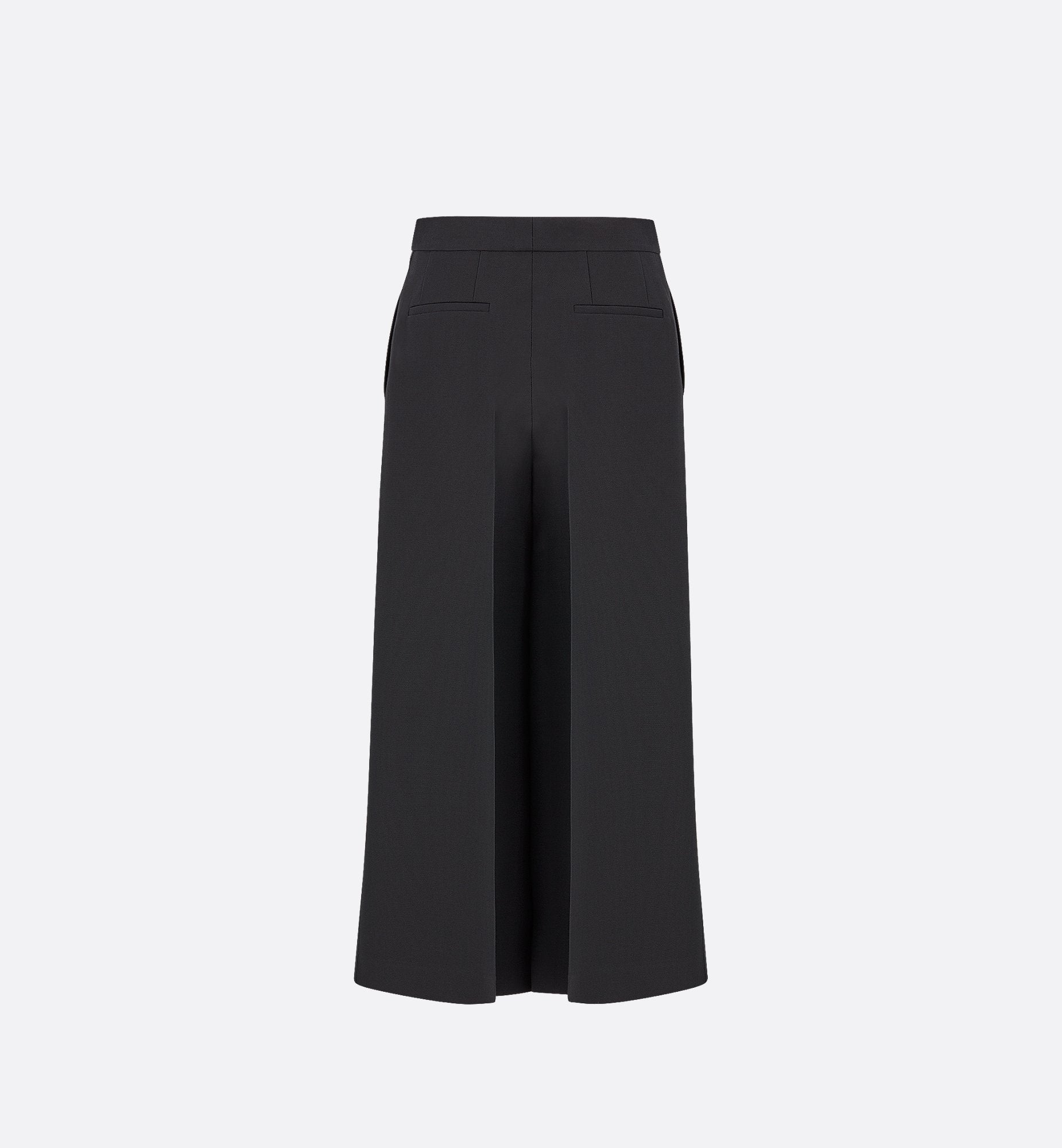 Cropped Pants Black Wool And Silk