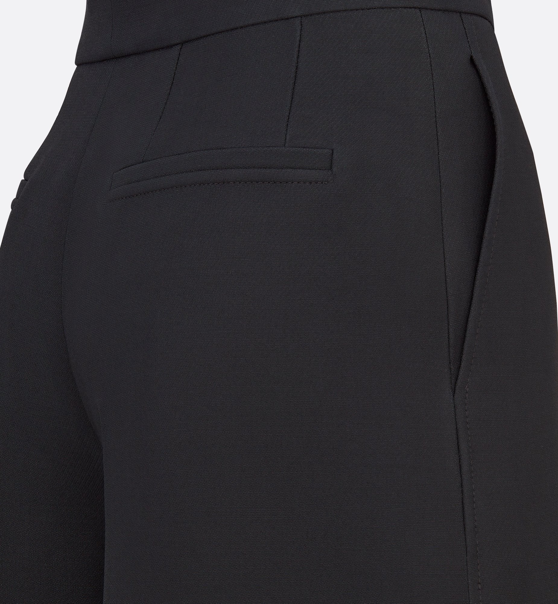 Cropped Pants Black Wool And Silk