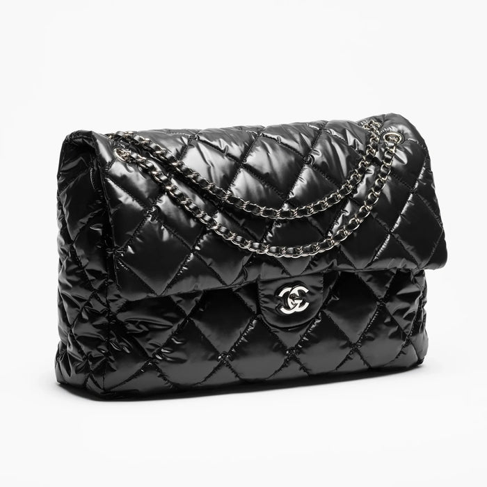 Chanel Maxi Flap Bag Nylon & Silver-Tone Metal — Coco Neige 2026
