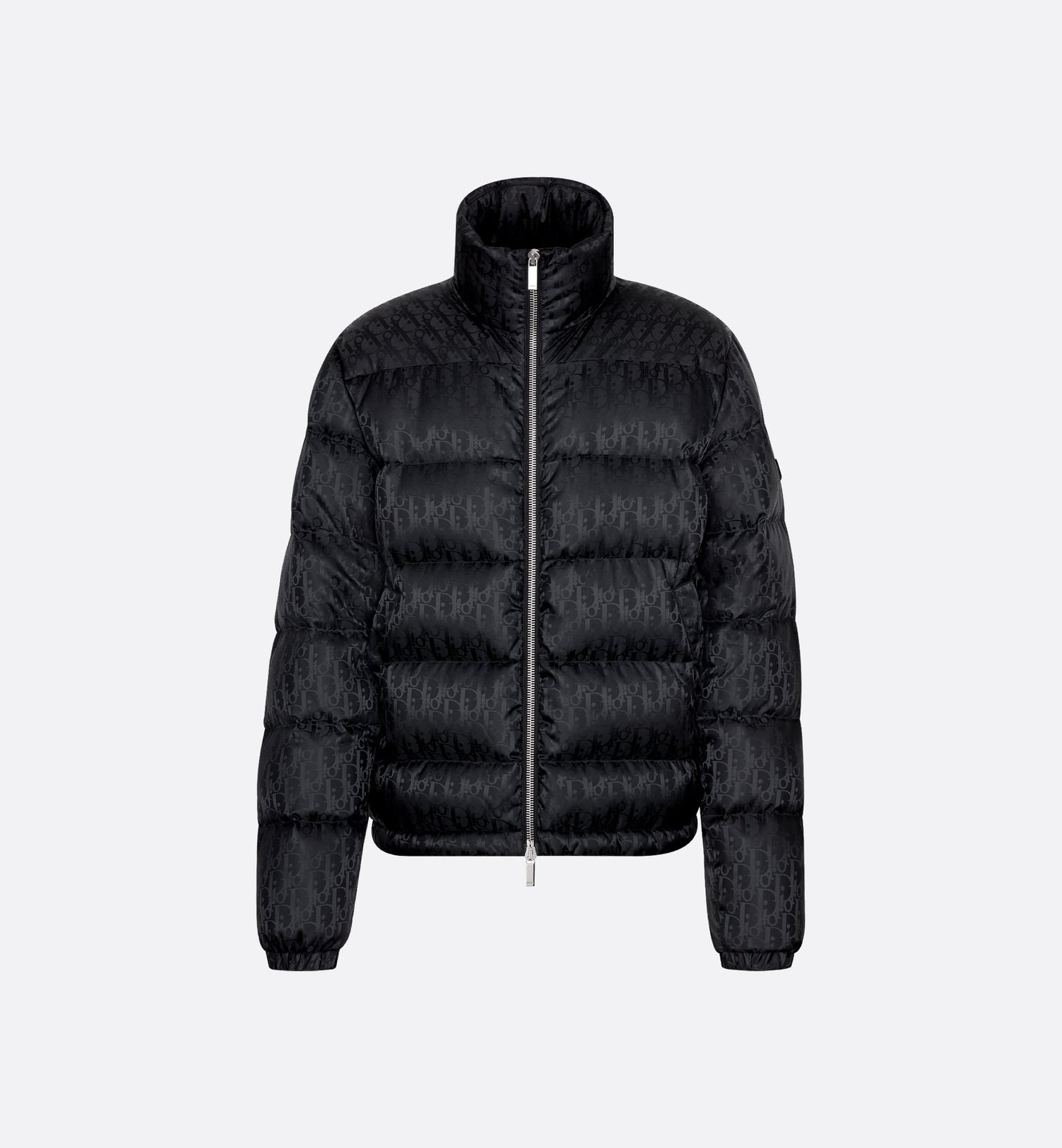 Oblique Down Jacket Black Technical Jacquard